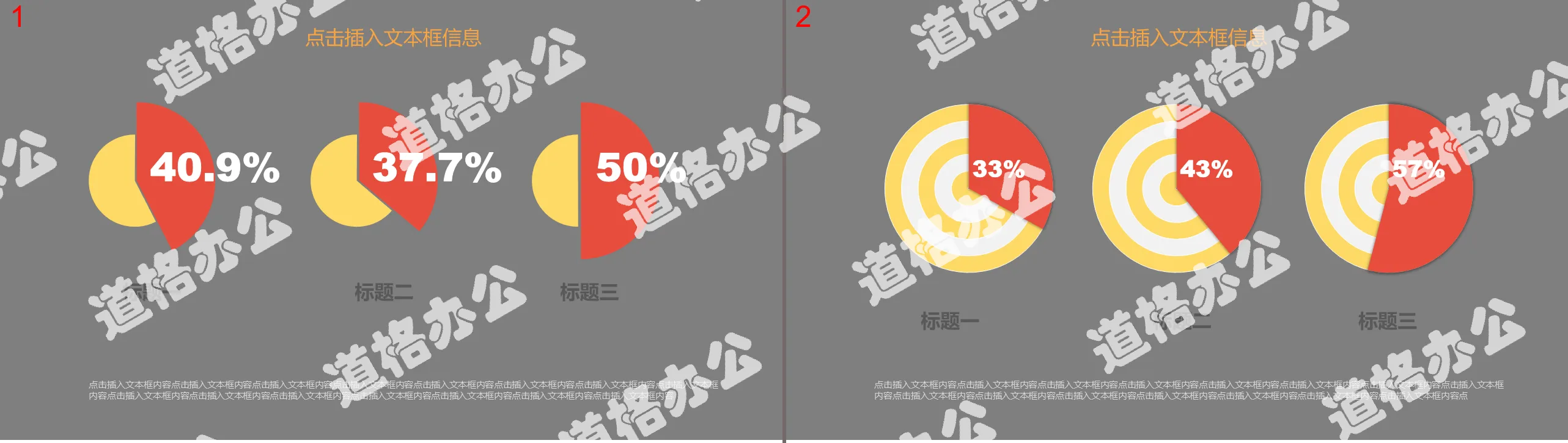 突出显示饼状比例图PPT模板