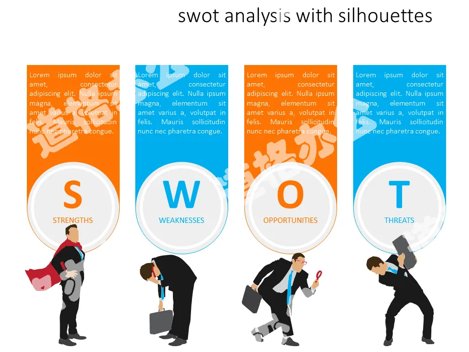 形象化剪影SWOT分析PPT模板