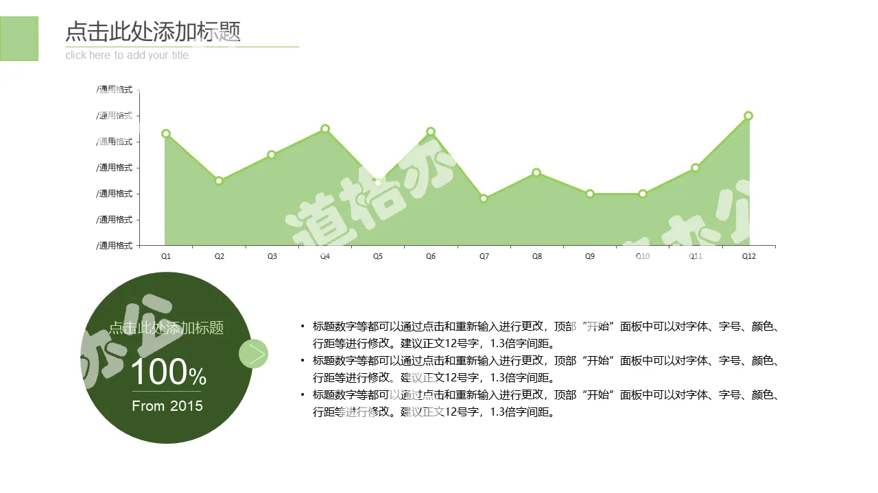 填充阴影PPT折线图模板