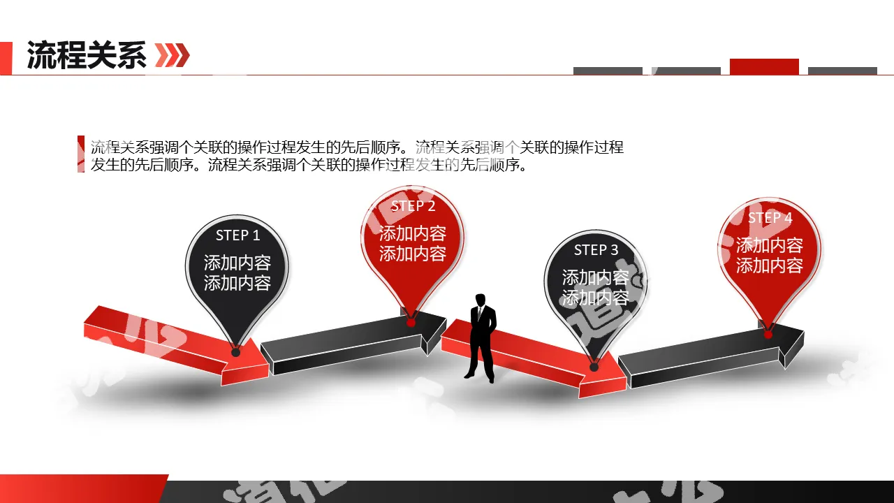 Four-step three-dimensional arrow PPT flow chart template