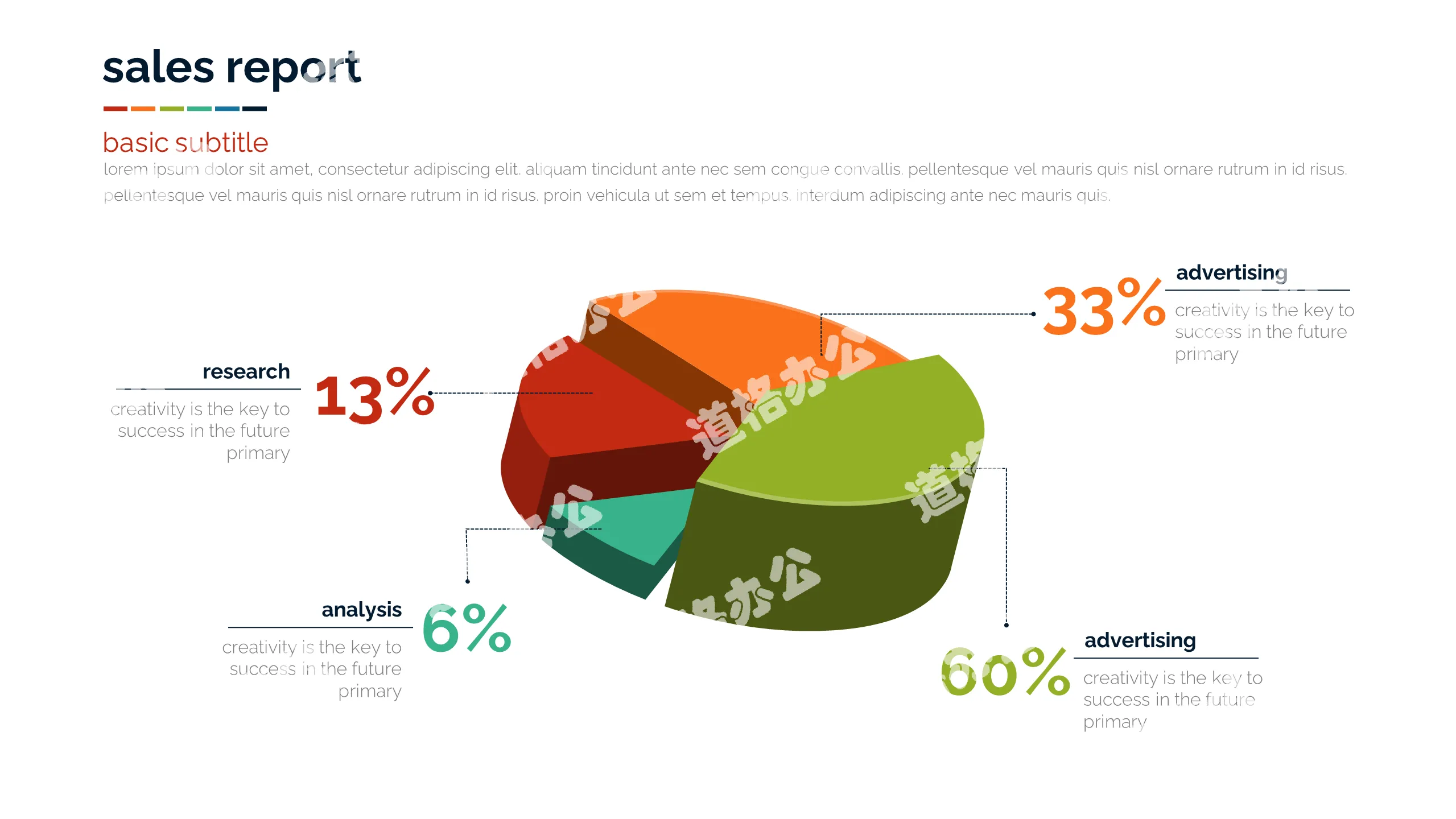 Three-dimensional high and low ratio PPT pie chart template