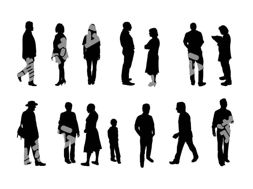 Various people silhouette PPT picture material