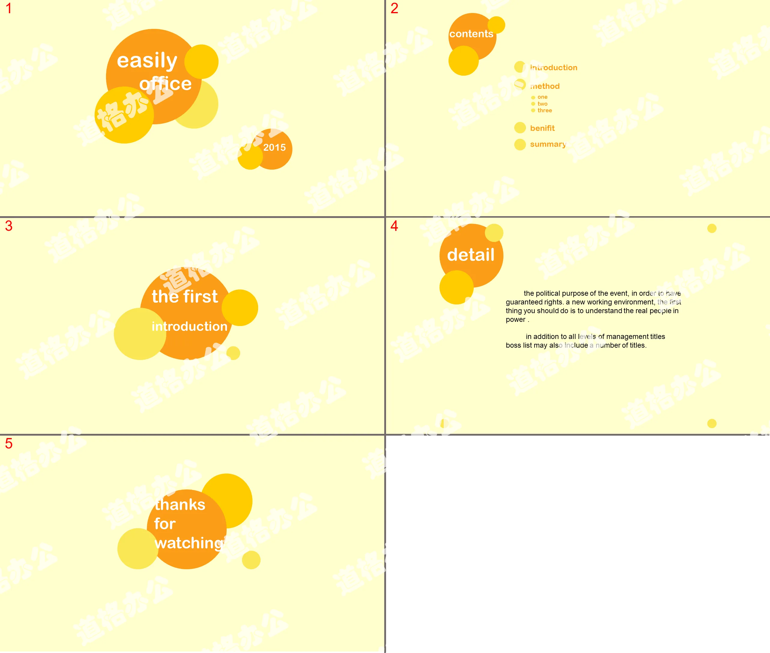 Modèle de diapositive universelle sur fond orange