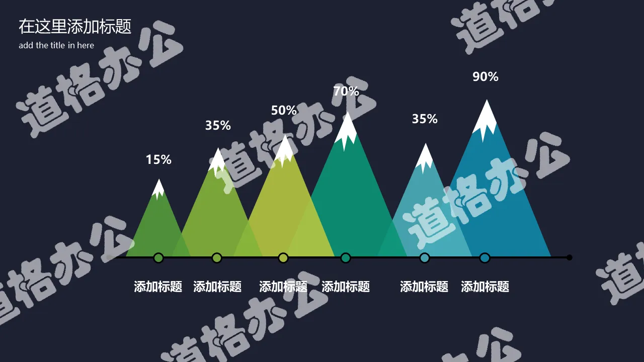 创意雪山形柱状图PPT模板