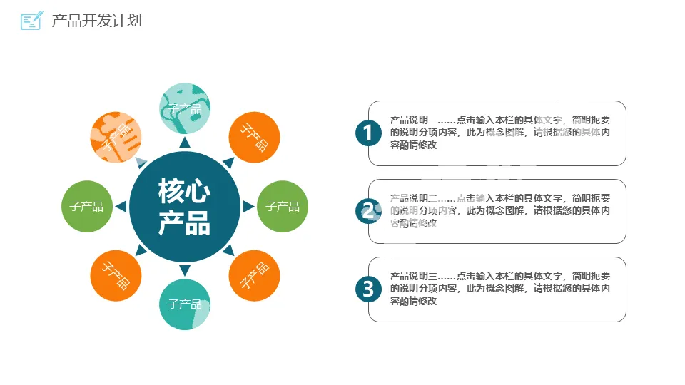 总分要点扩散关系PPT模板