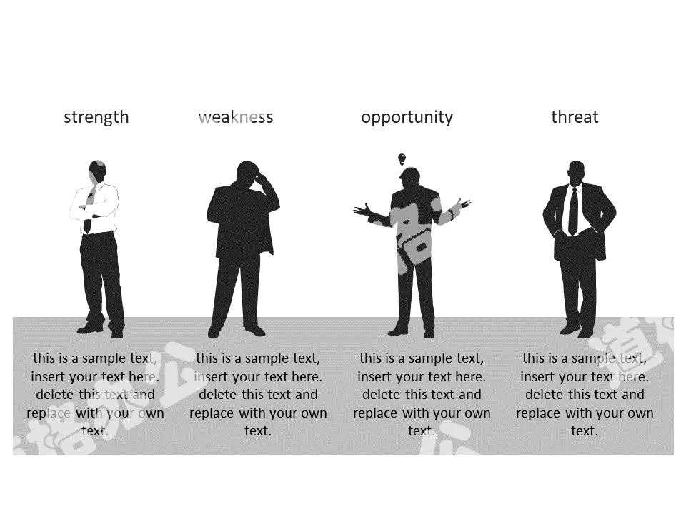 商务人物剪影SWOT分析PPT模板