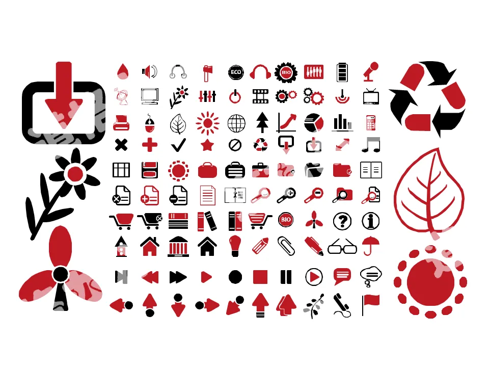 Small red and black office life PPT icon material