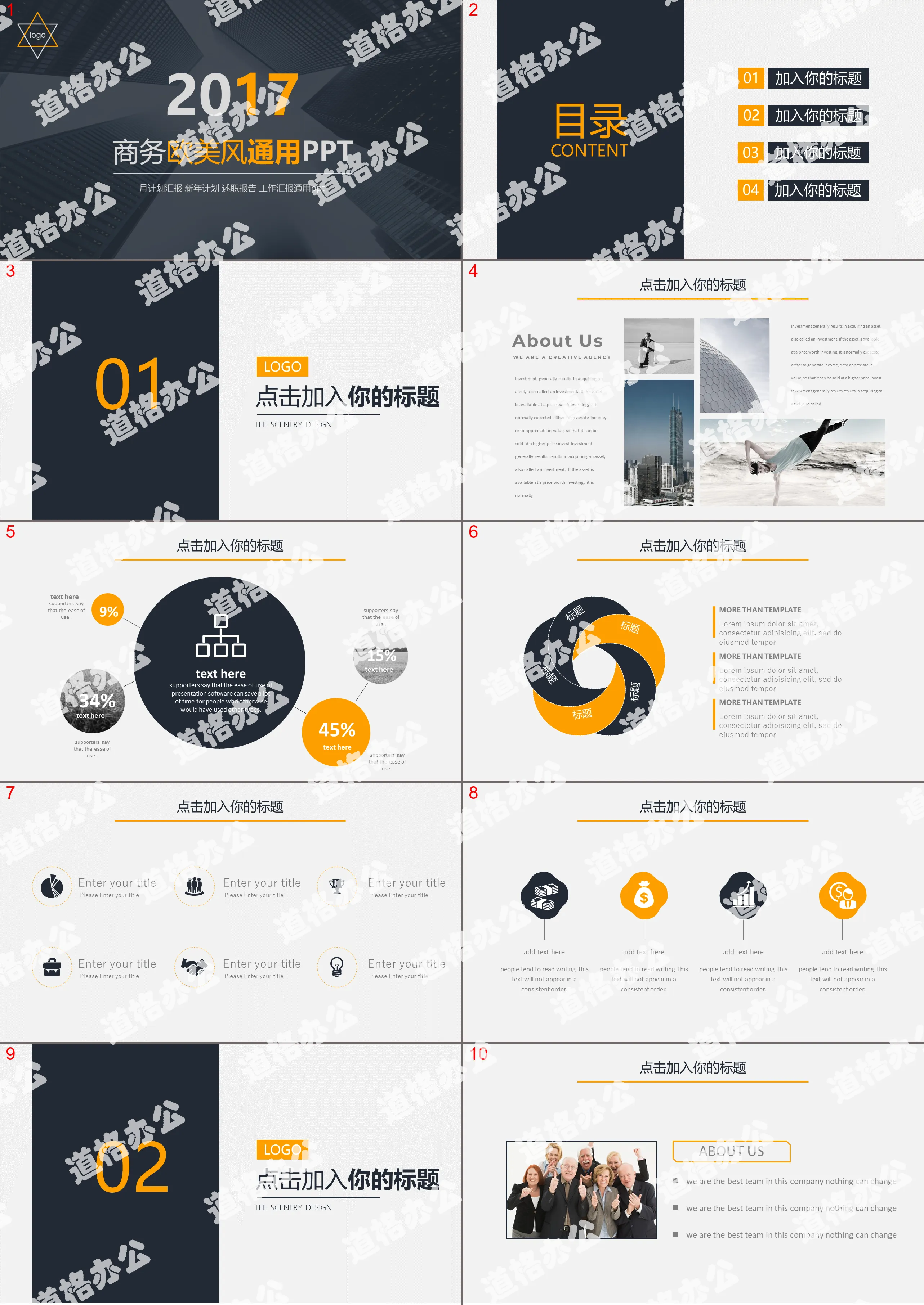 Atmospheric European and American style business general PPT template