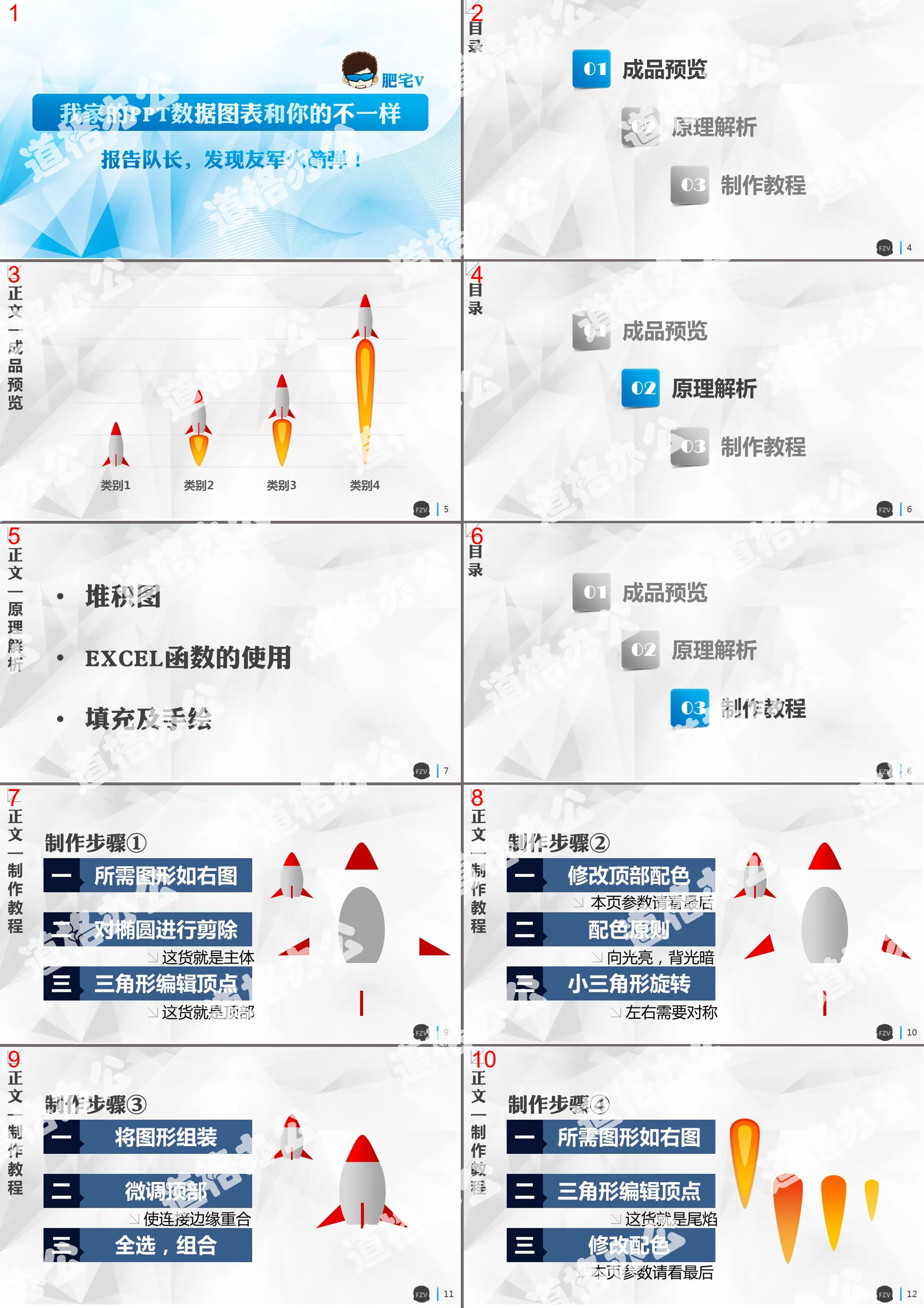 火箭样式柱形图制作教程