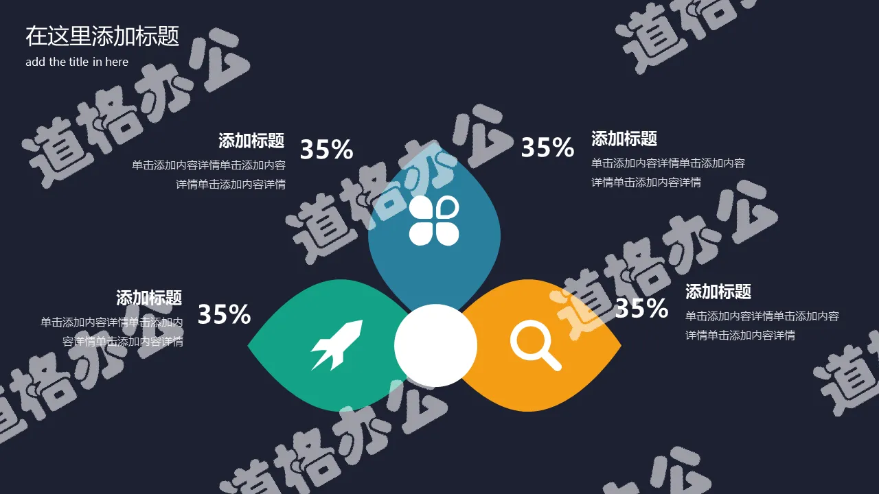 Clover-shaped side-by-side description PPT template