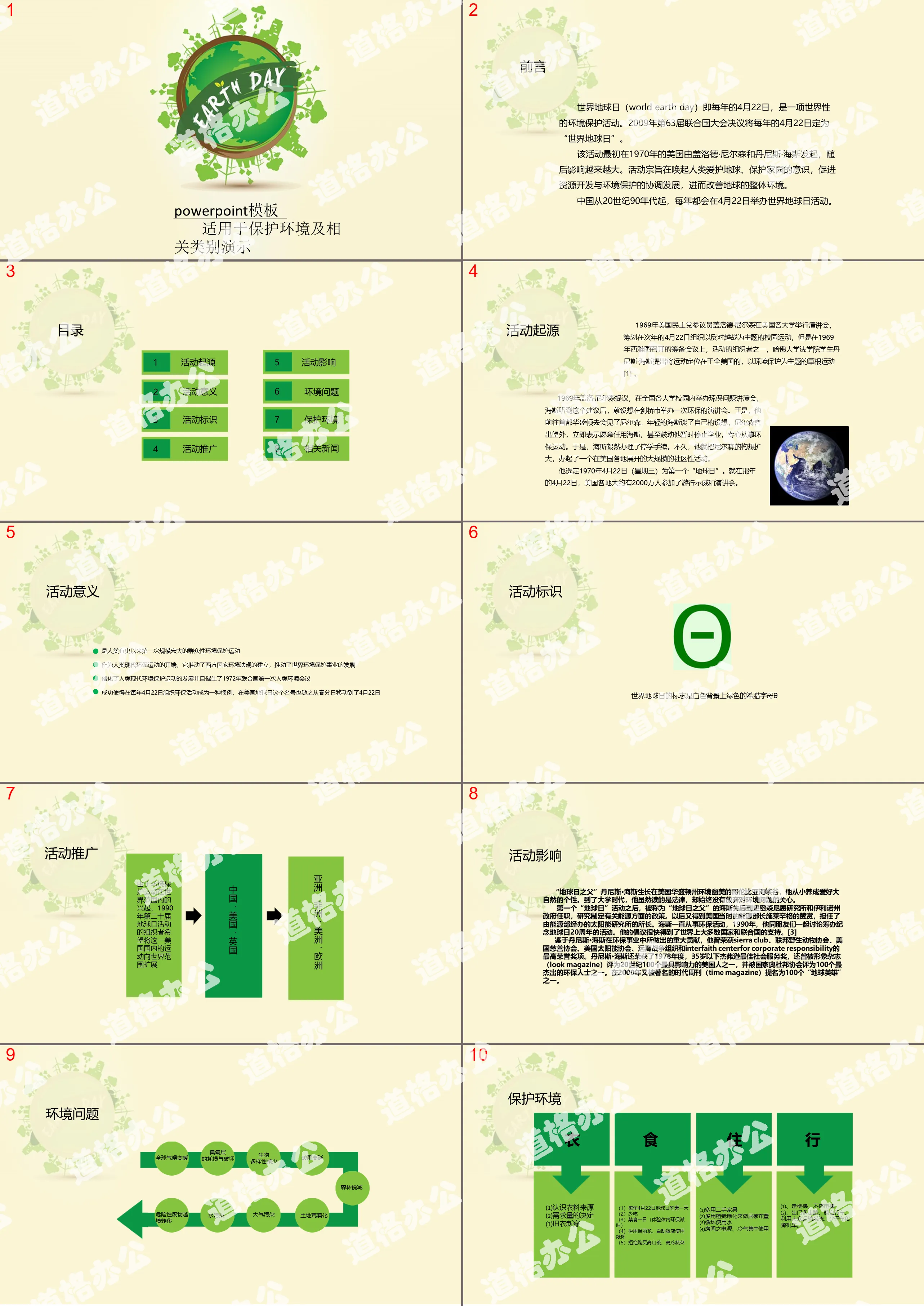 世界地球日主题宣传PPT模板
