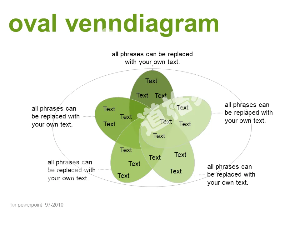 Ellipse cross Venn diagram PPT graphics