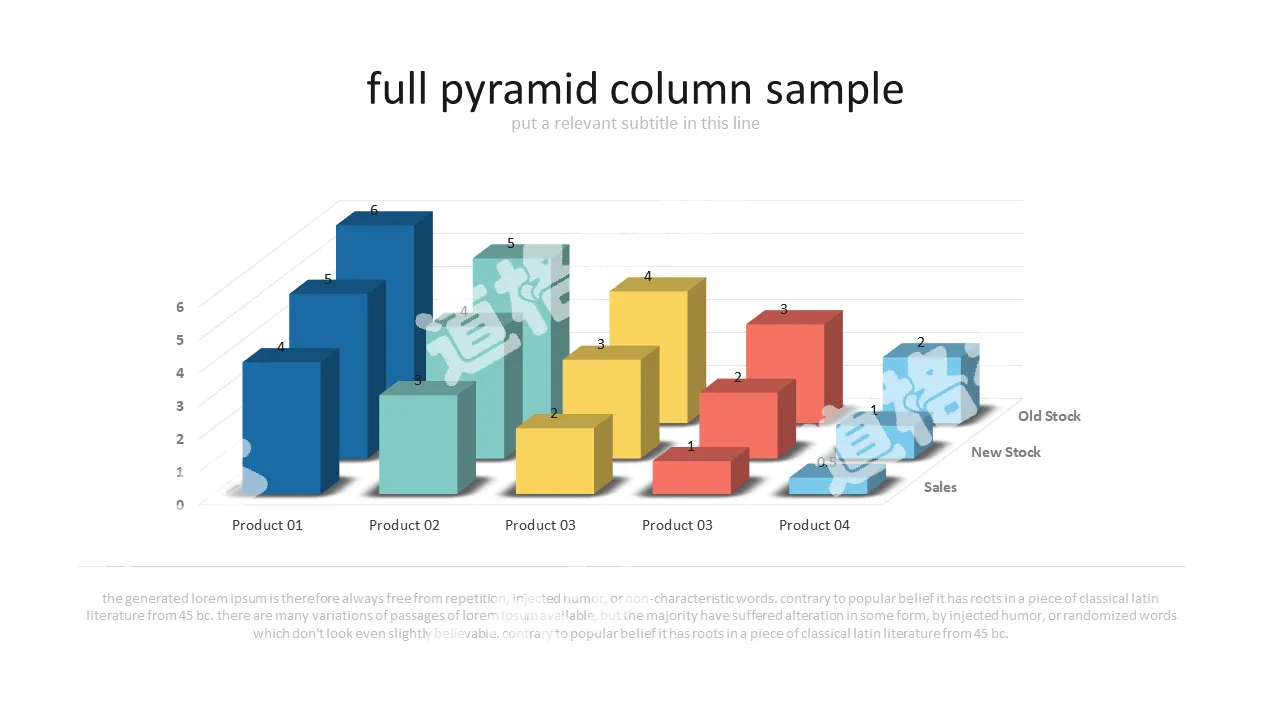 Three-dimensional column chart PPT material