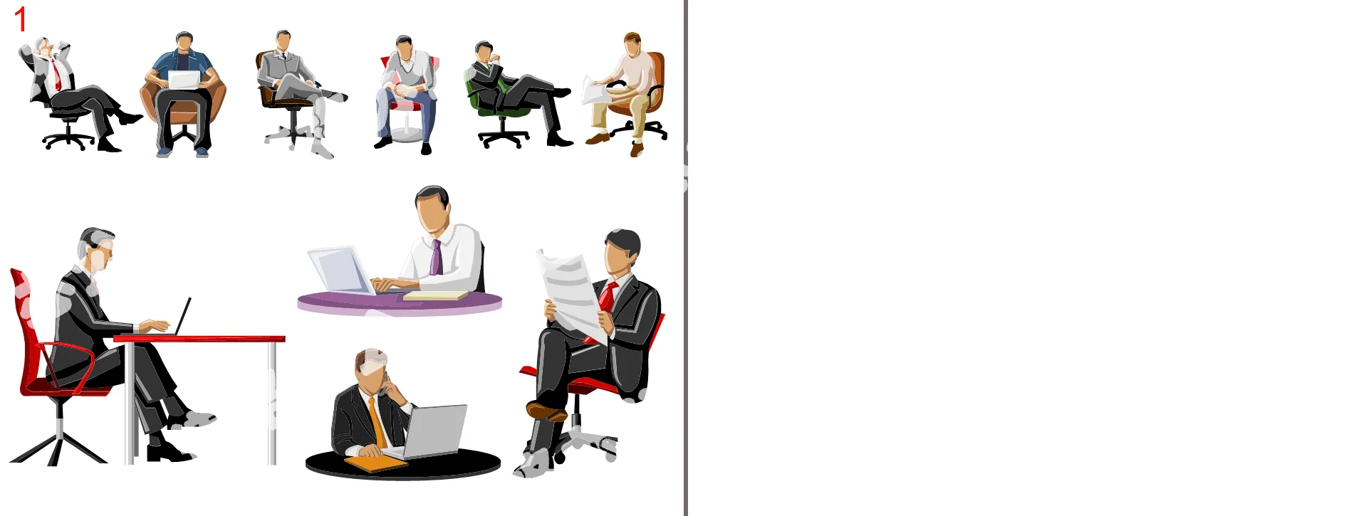 Business white-collar men sitting posture silhouette PPT material