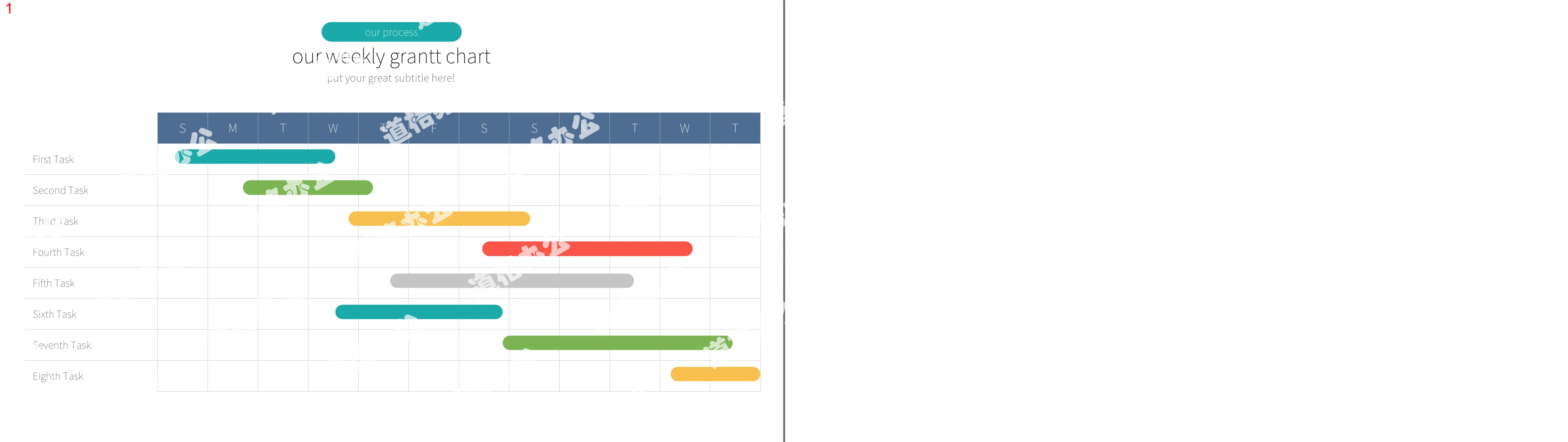 Weekly task progress PPT Gantt chart