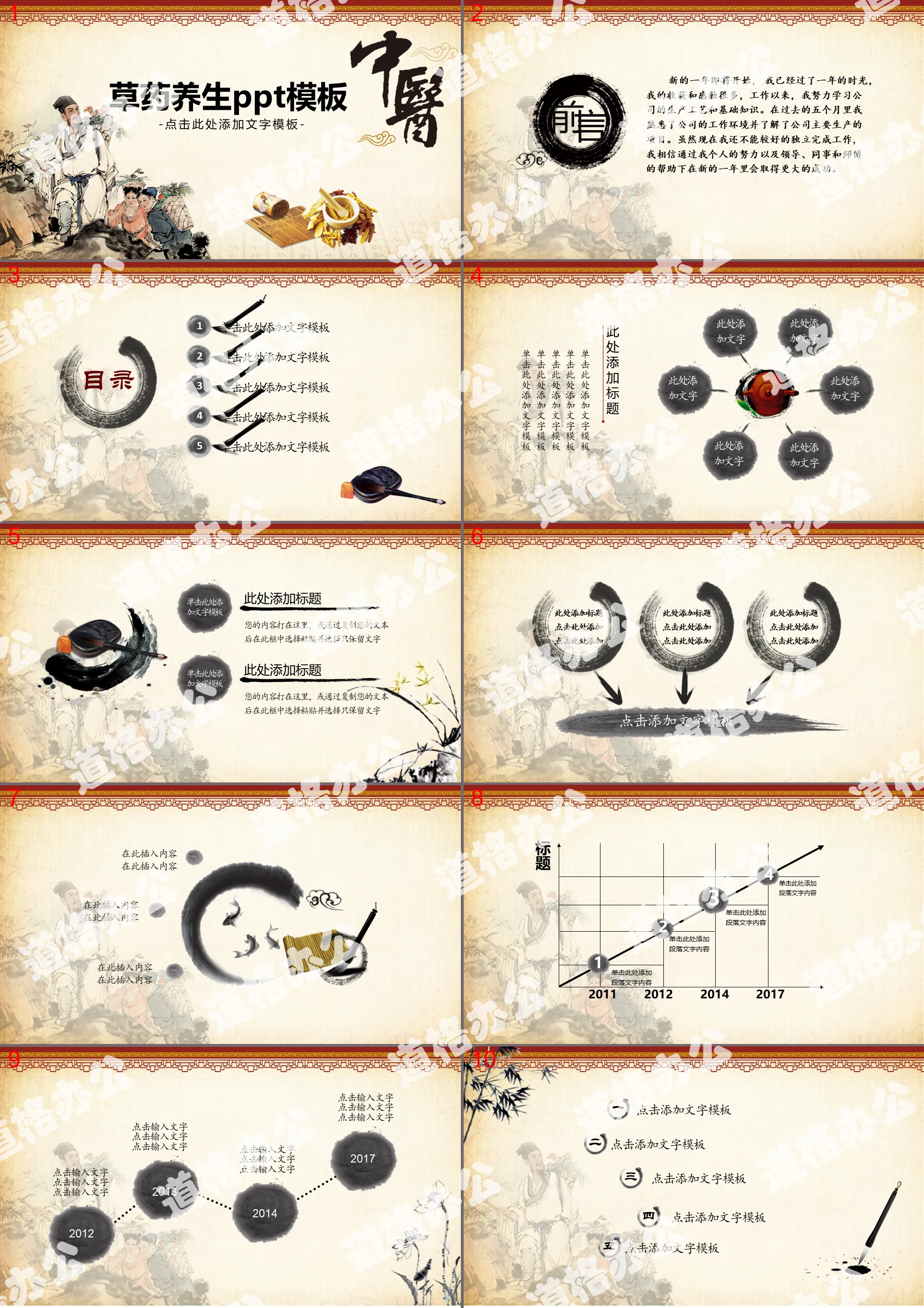 Chinese herbal medicine health ppt template