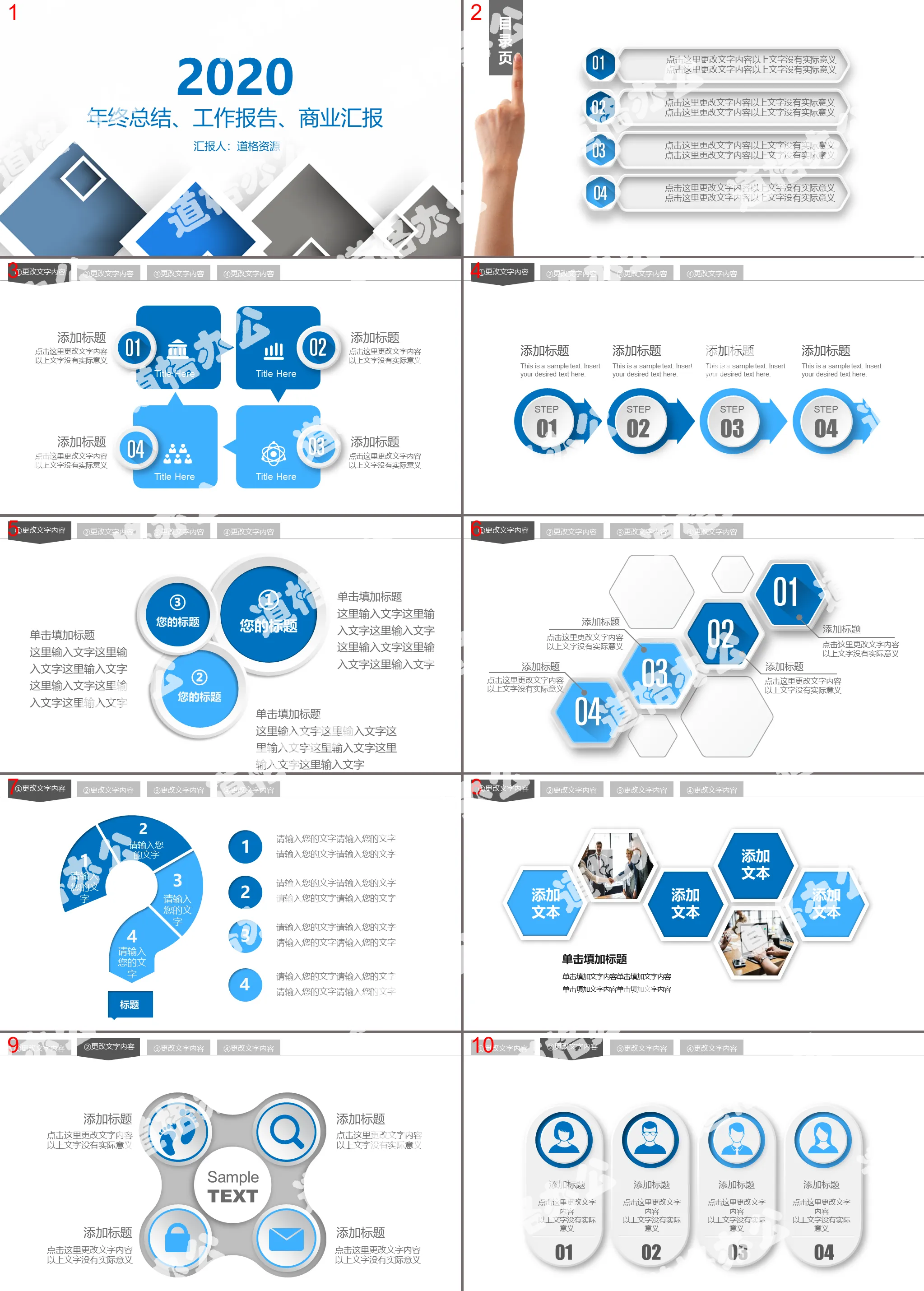 Year-end summary work report business report general PPT template