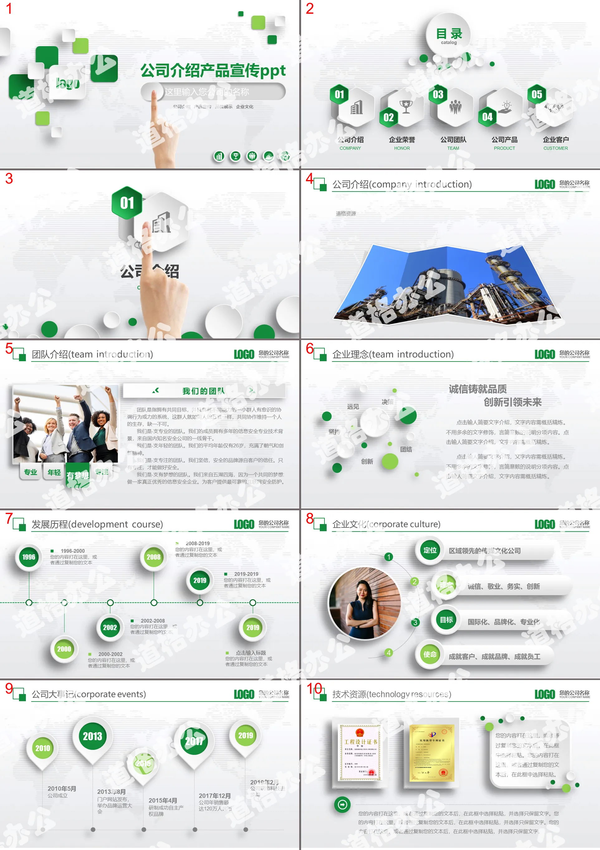 Green microsome company introduction product promotion PPT template