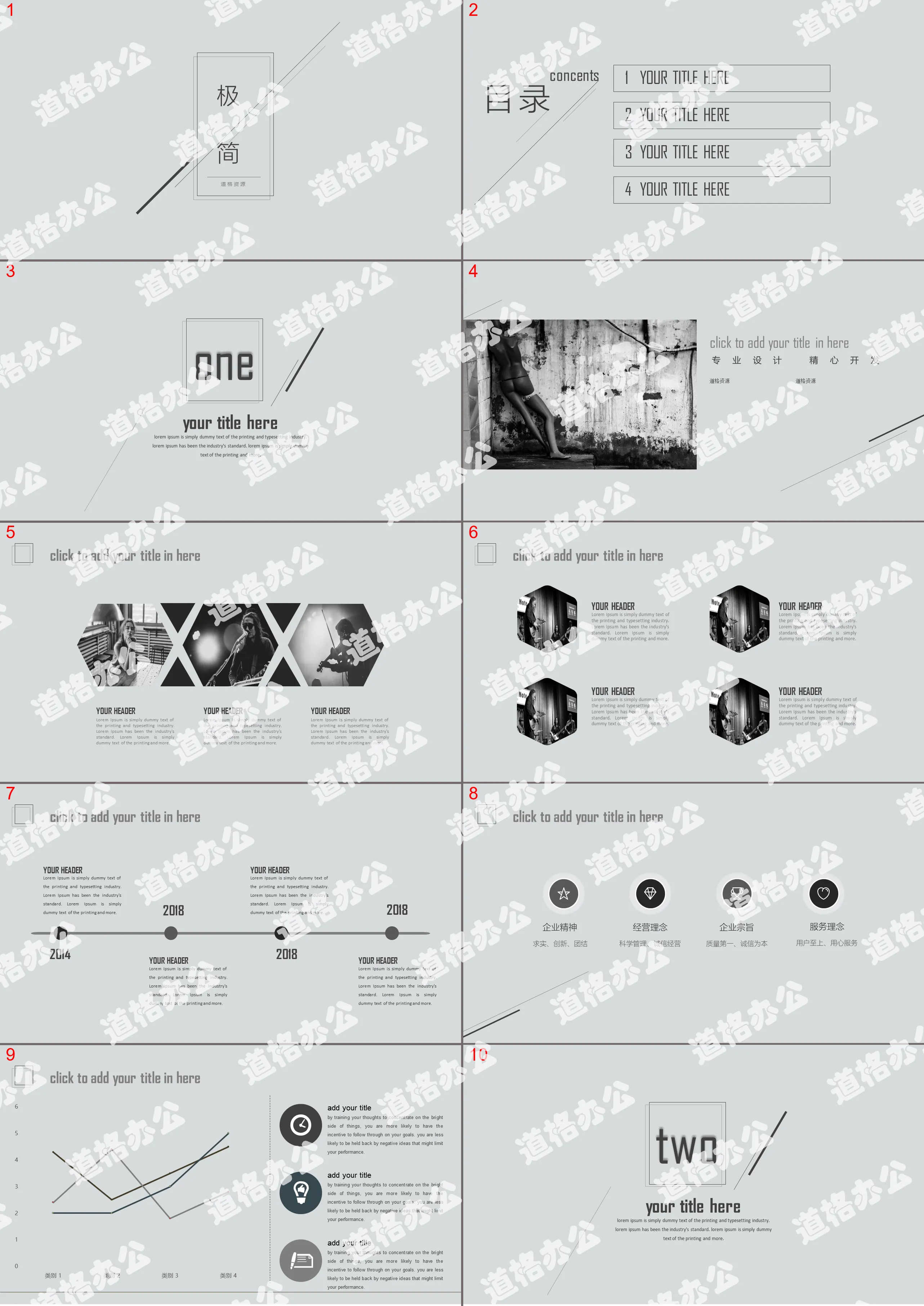 Minimalist business report summary plan general PPT template