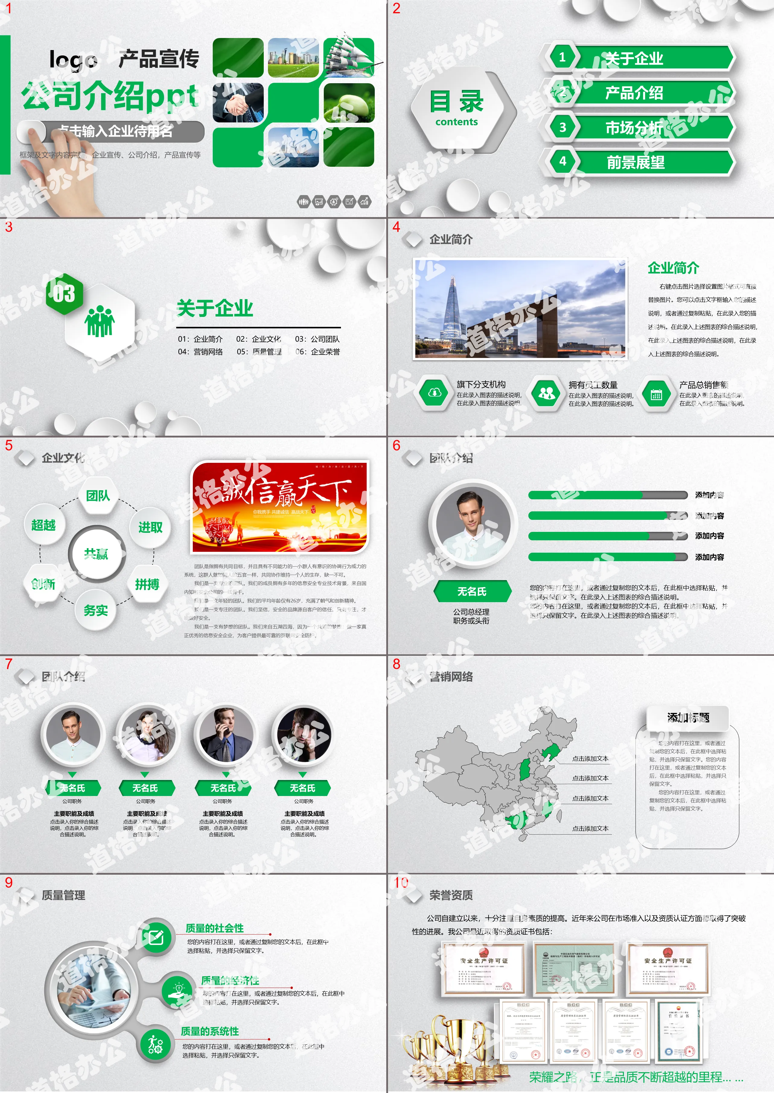 Green product promotion company introduction PPT template