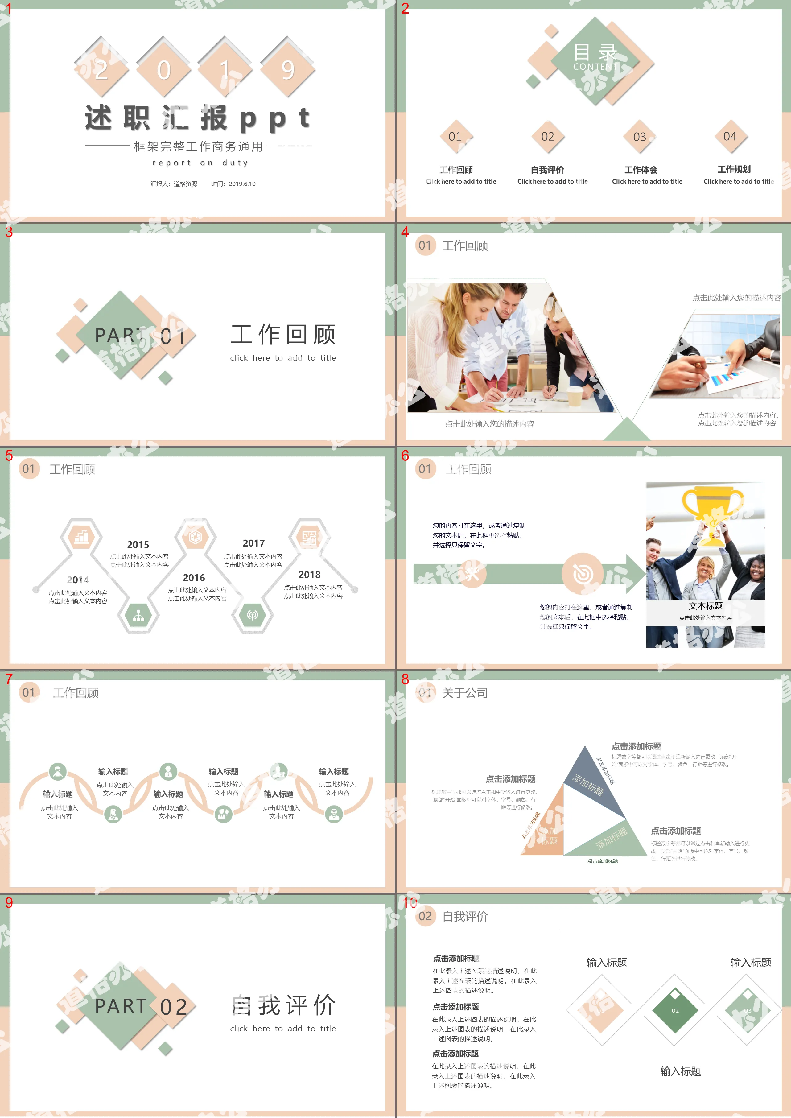 Modèle PPT de rapport de synthèse du travail personnel d'une entreprise éolienne, élégant et simple