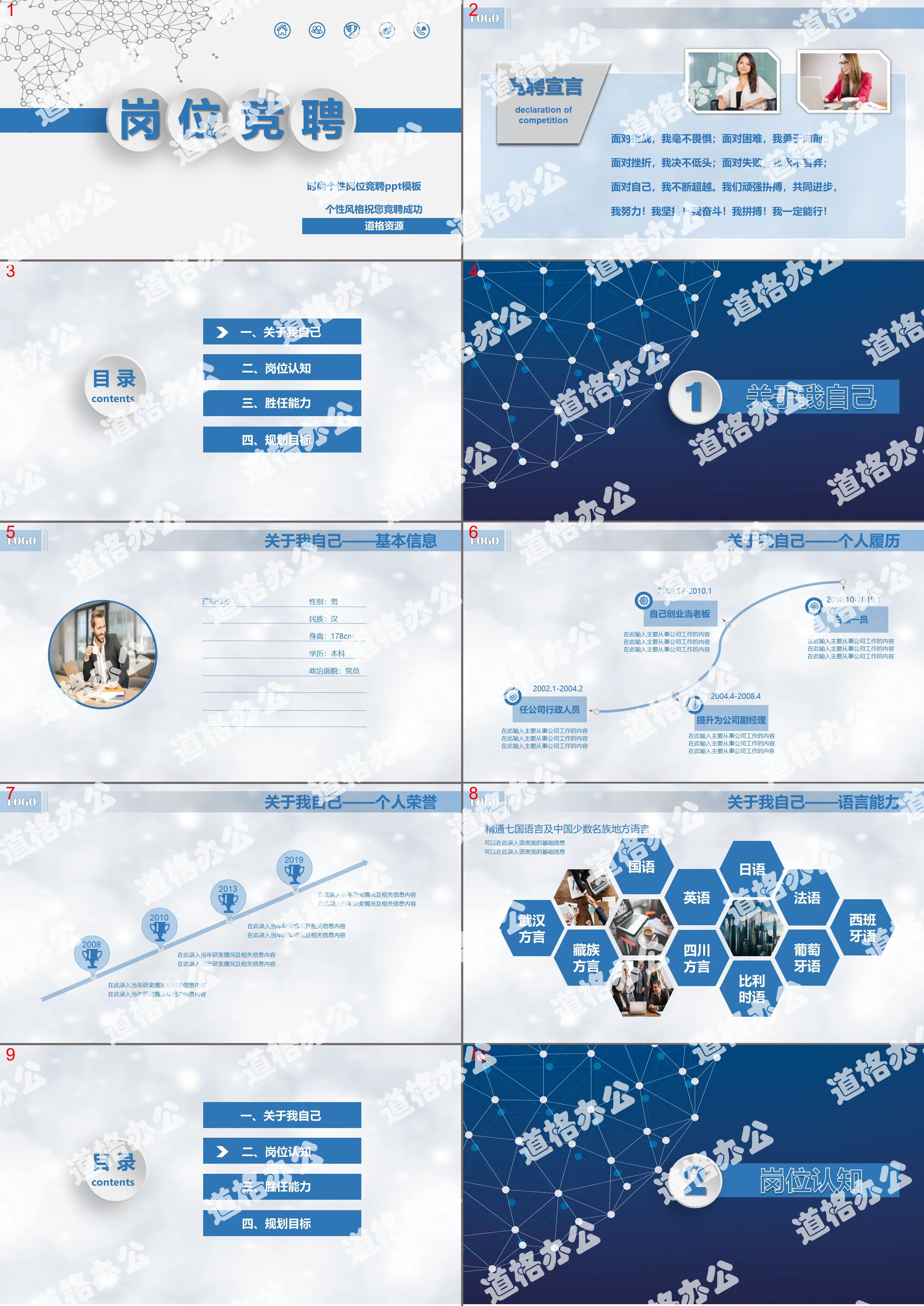 Blue business post competition PPT template