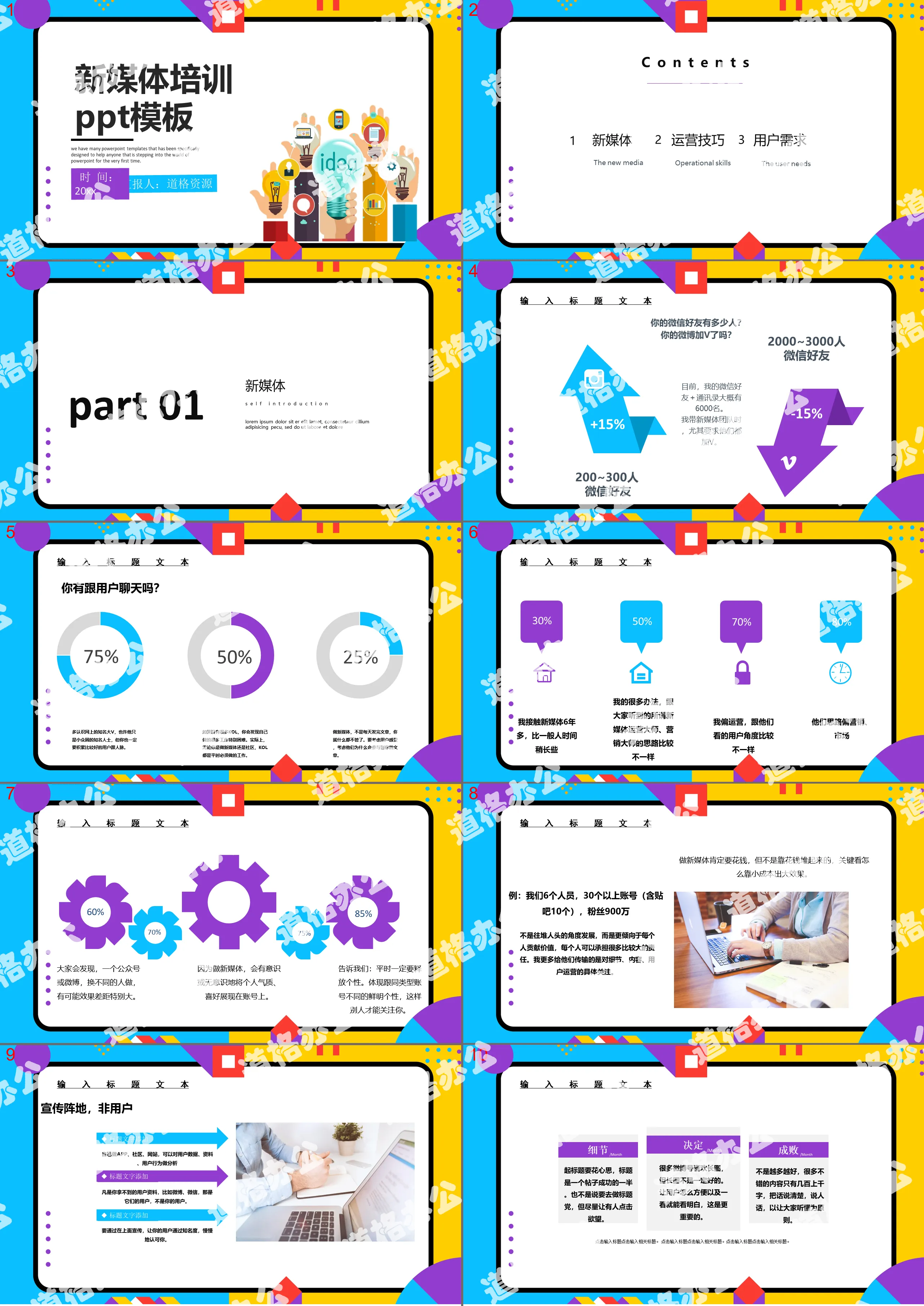 Modèle PPT de formation aux nouveaux médias de style Memphis