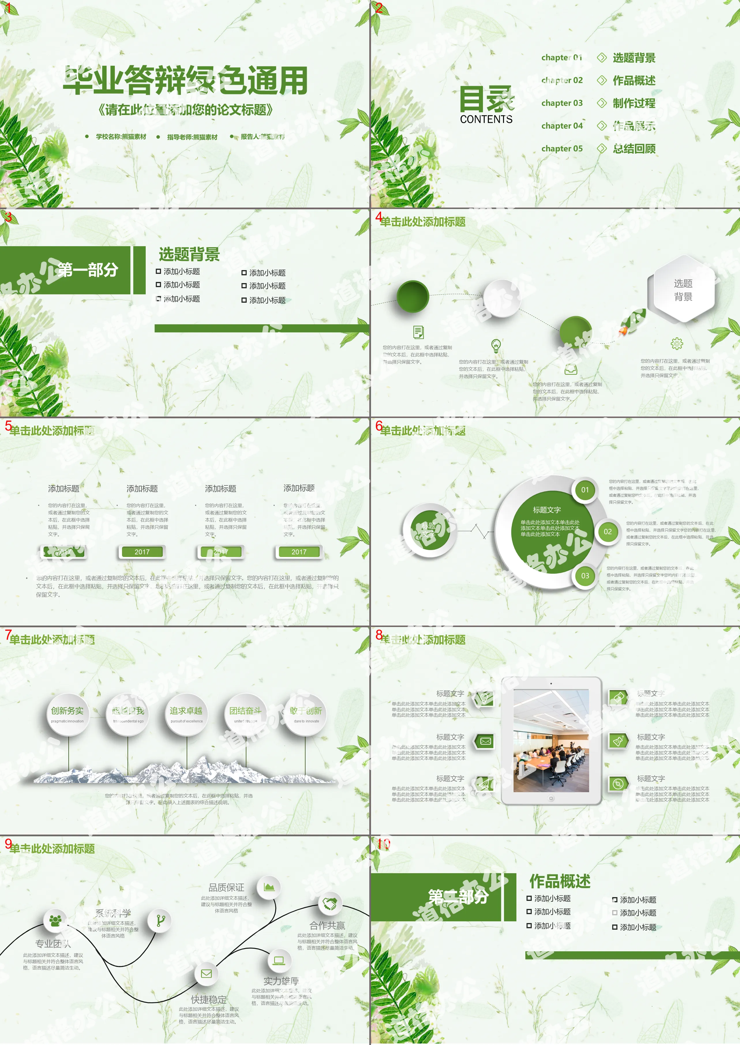 Modèle PPT de soutenance de fin d'études vert et frais