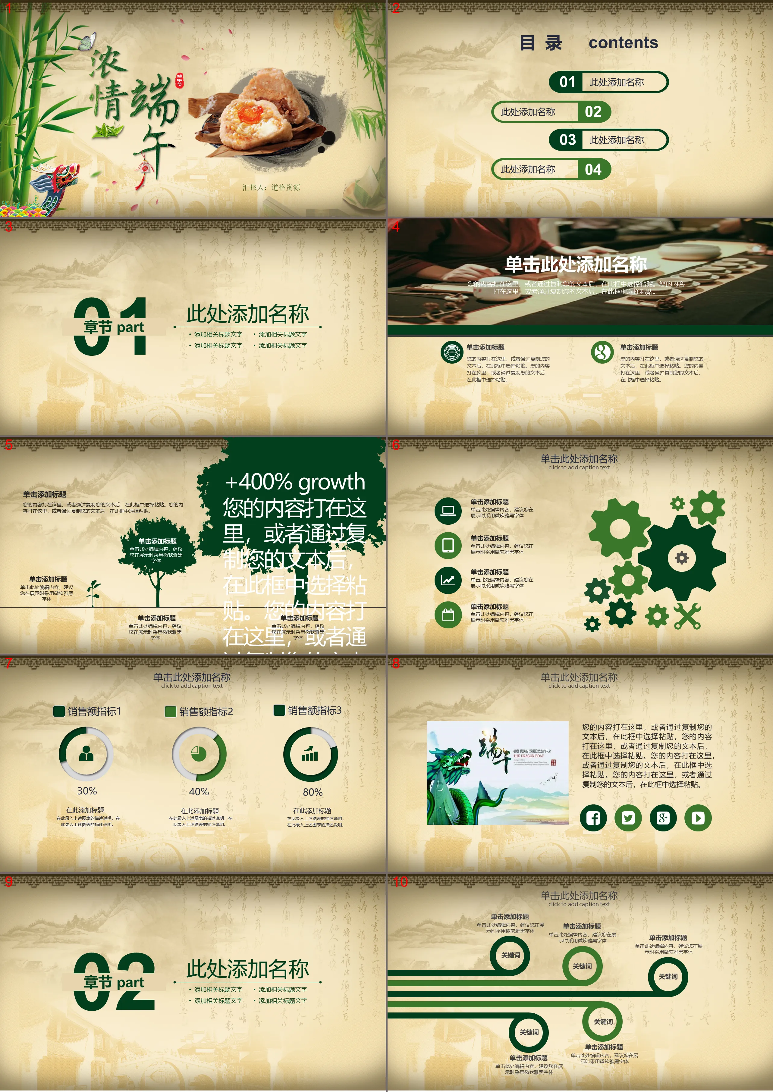 Chinese style traditional culture Dragon Boat Festival ppt template