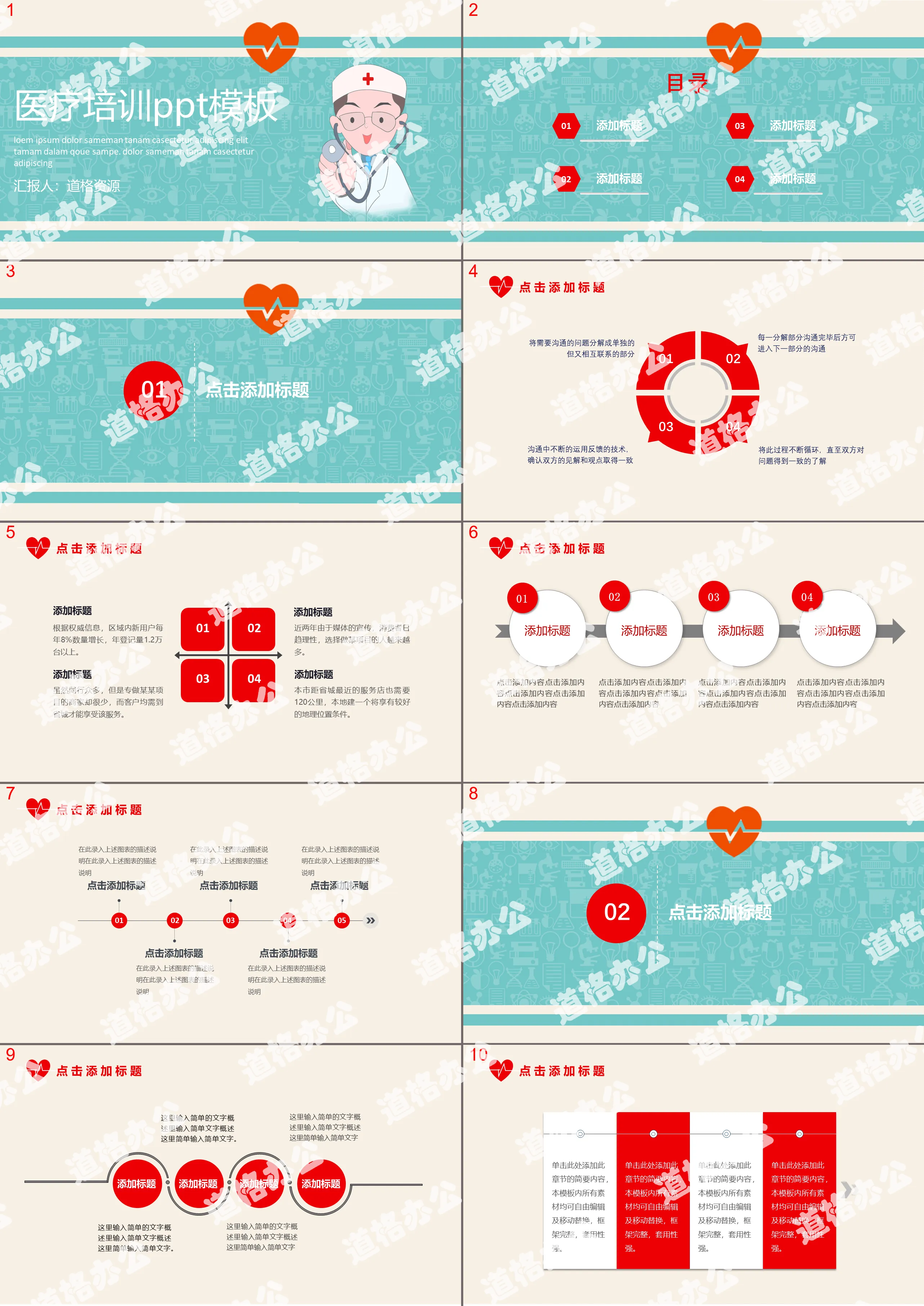 简约医疗培训医疗通用PPT模板