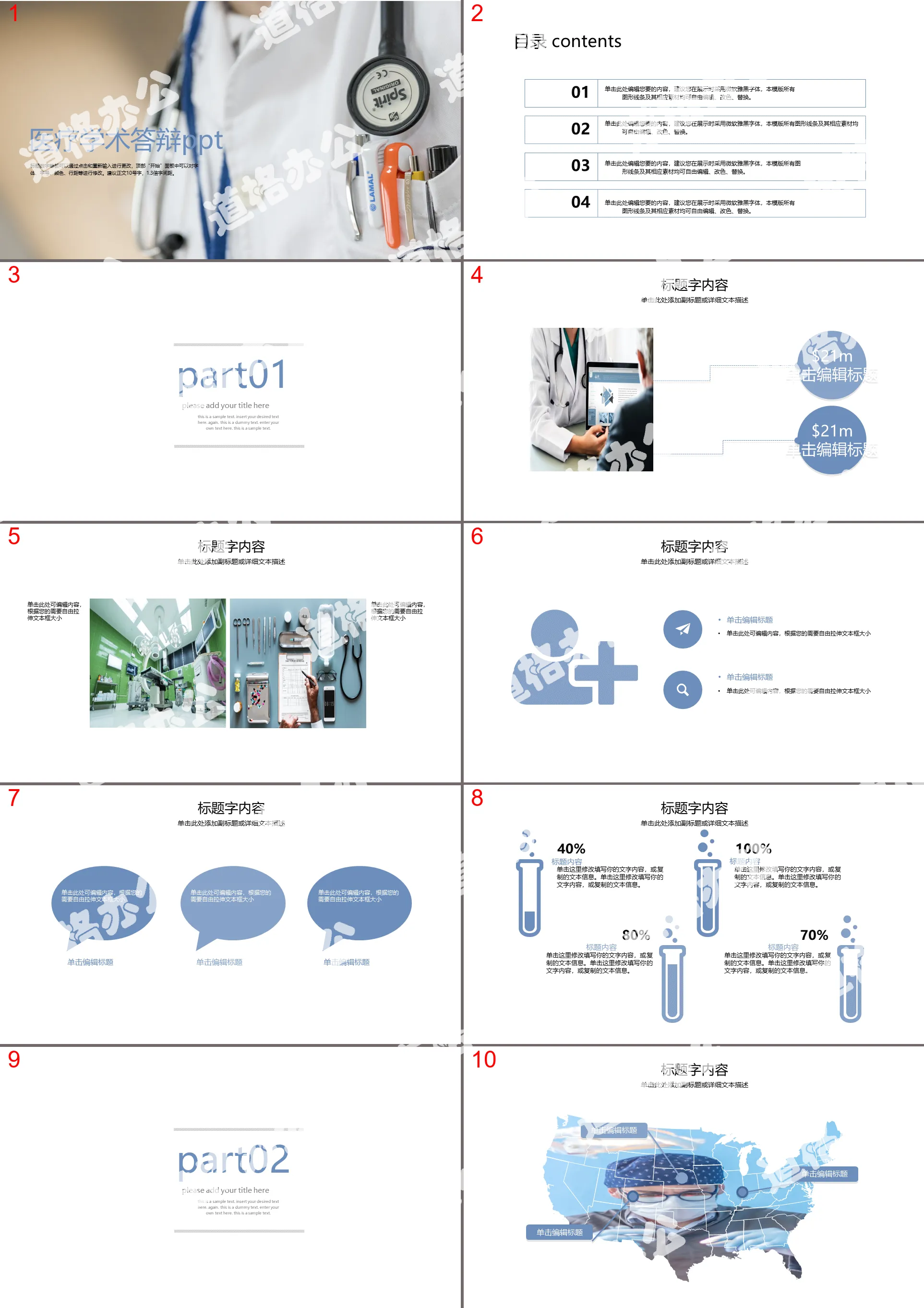 Exquisite medical medical academic defense ppt dynamic template