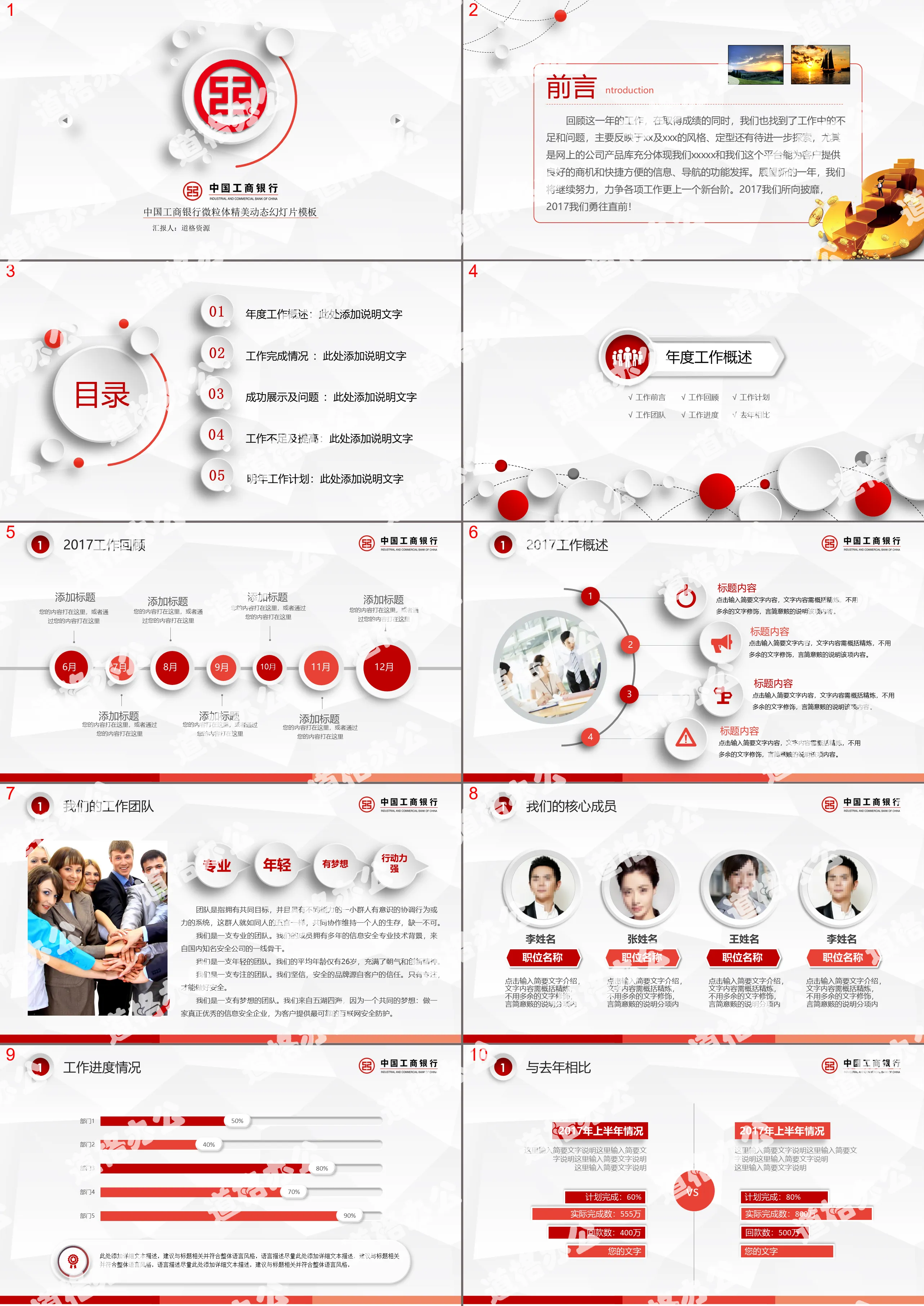 2019年中国工商银行工行工作总结微粒体动态框架完整PPT模板