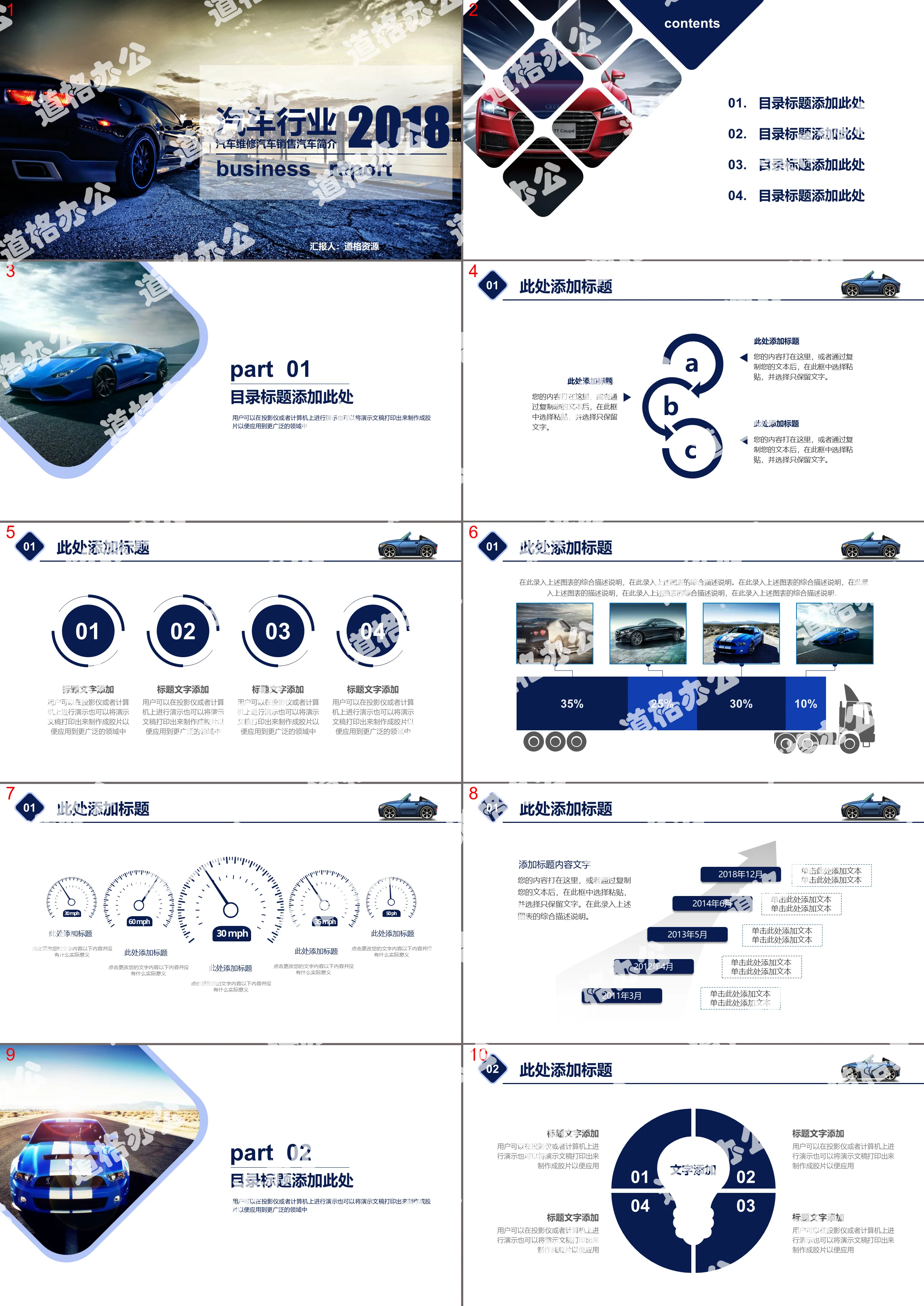 Modèle PPT de rapport de travail sur les ventes et l'entretien des automobiles