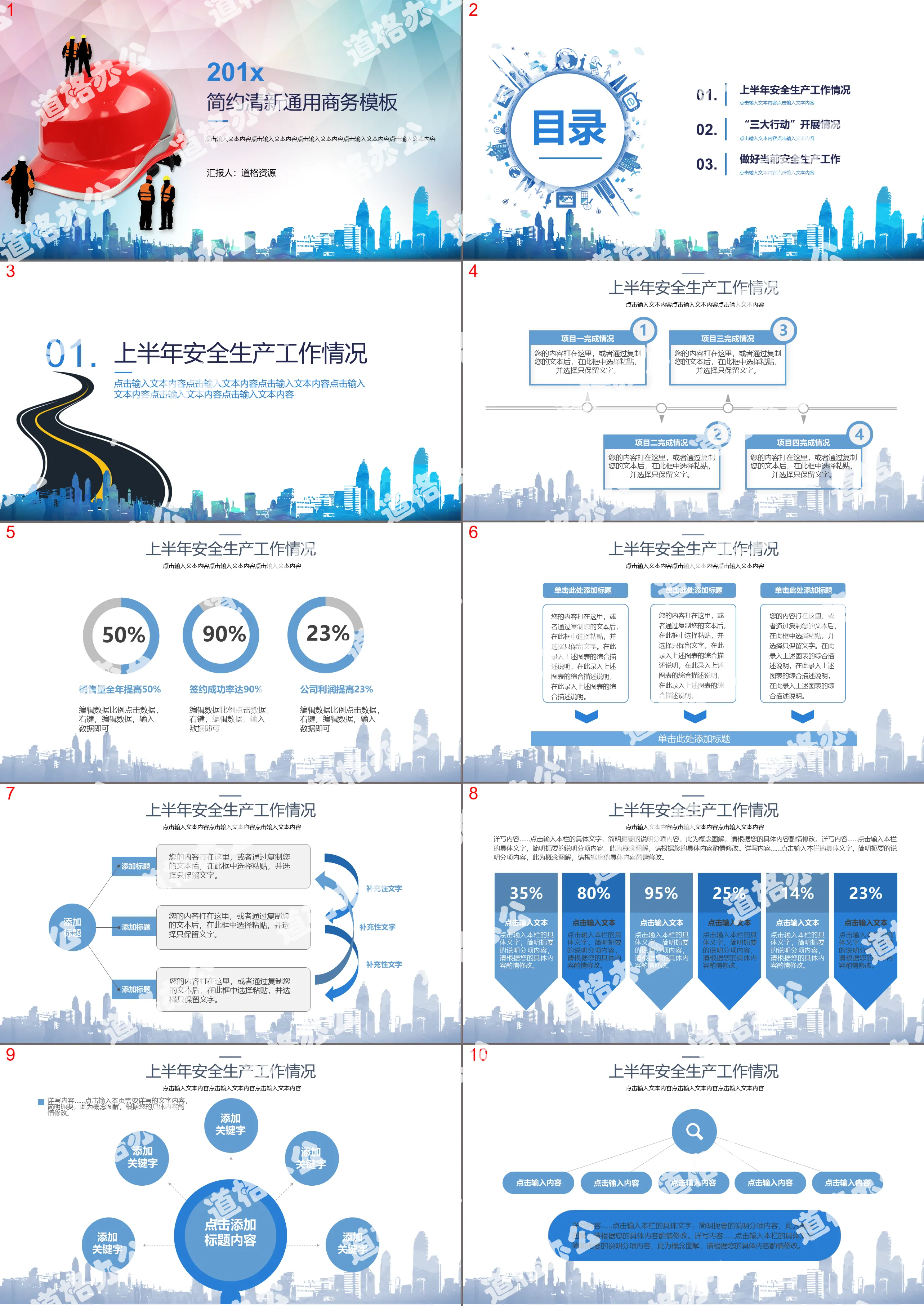 Modèle PPT général de rapport de travail simple sur le secteur de la construction commerciale