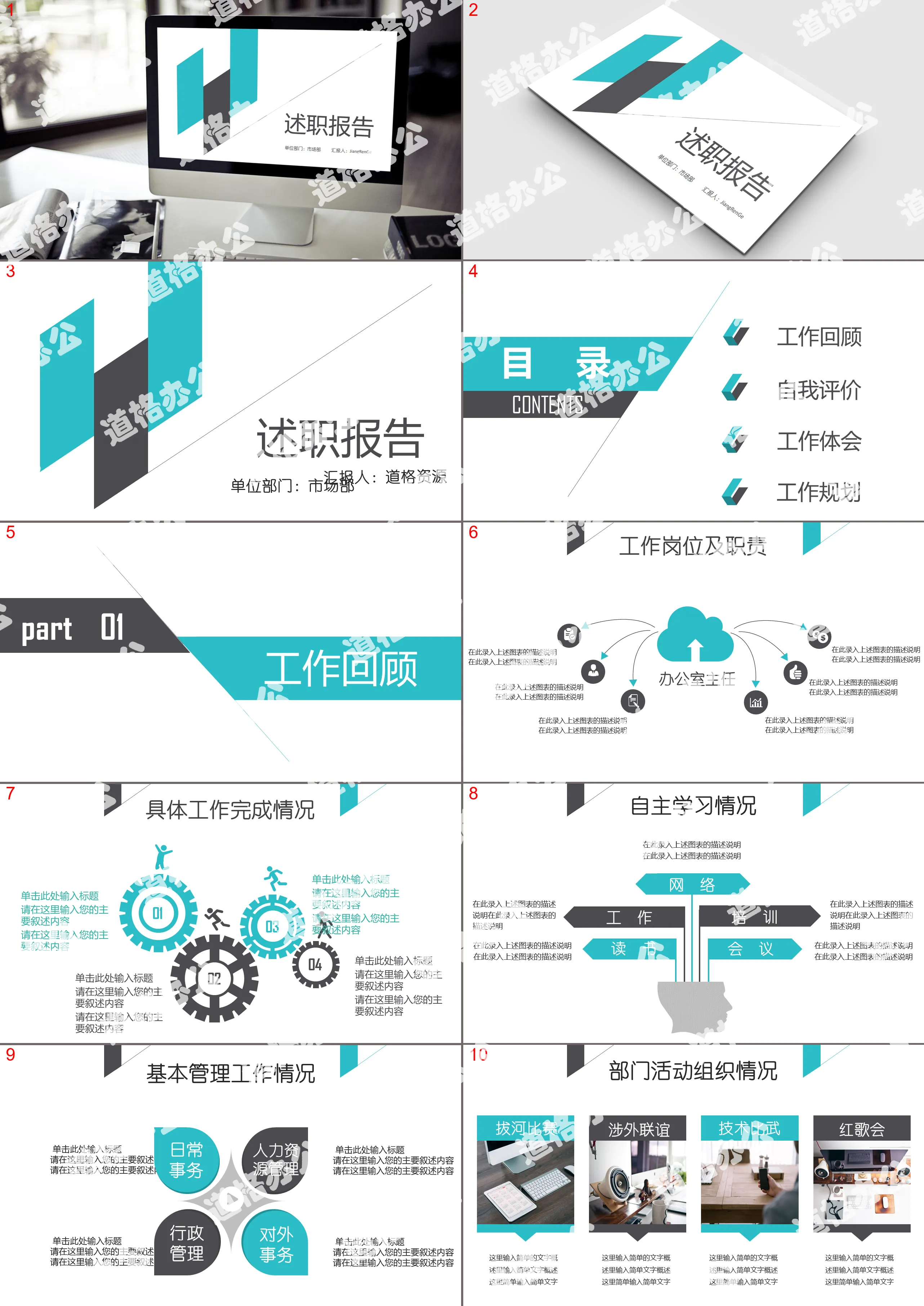 Simple and stable personal work regularization report business PPT template