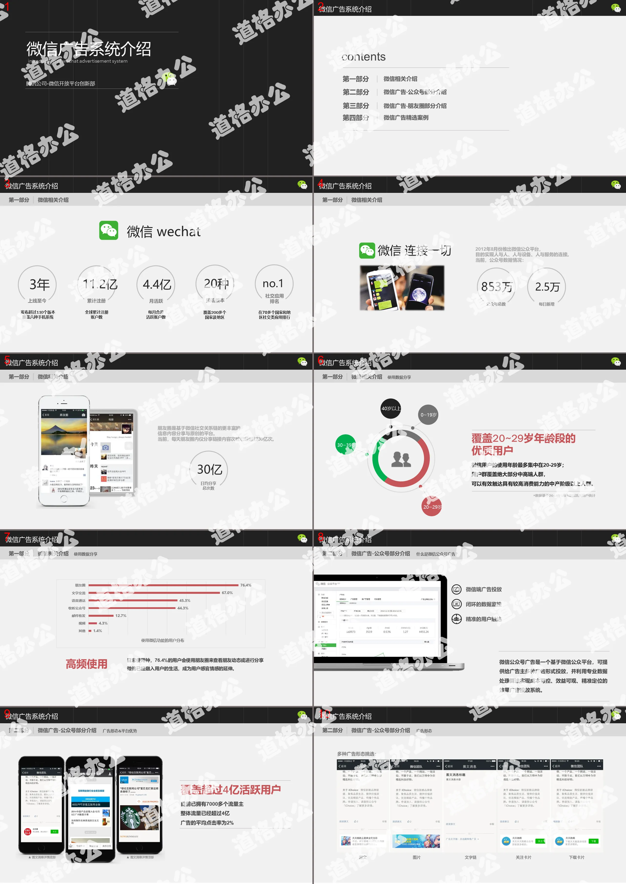 WeChat advertising system mini program public number introduction PPT template