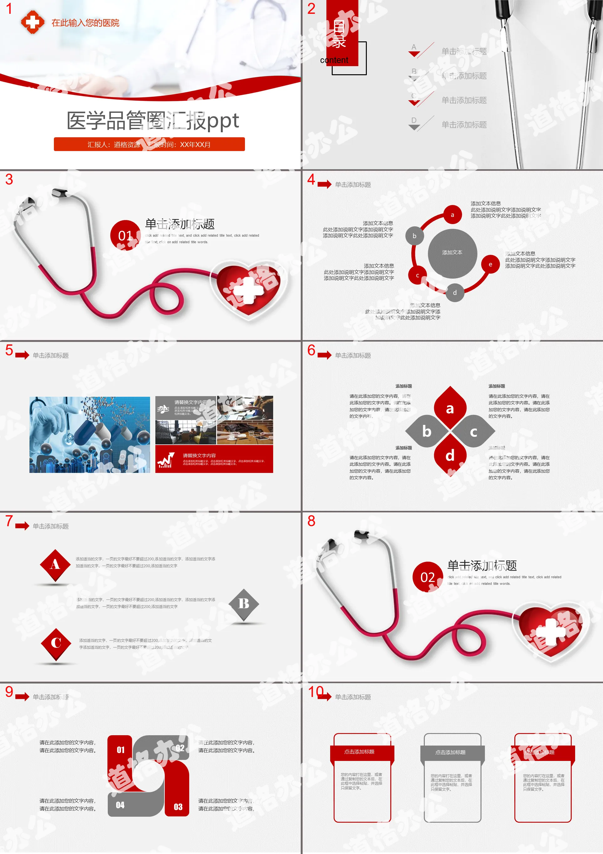 Medical and medical quality control circle work report PPT template