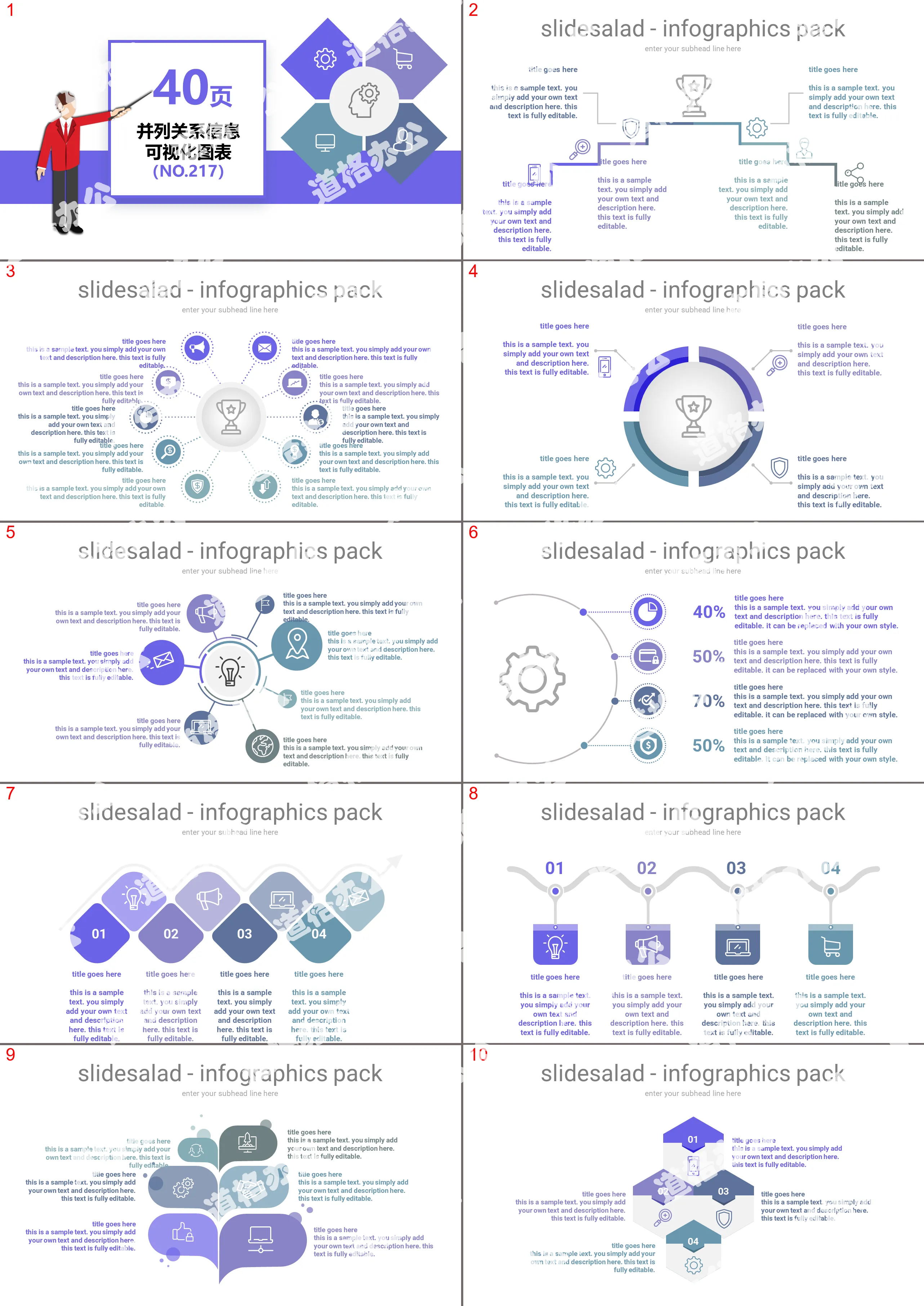 40 pages de tableau PPT de visualisation des informations sur les relations de juxtaposition de couleurs stables