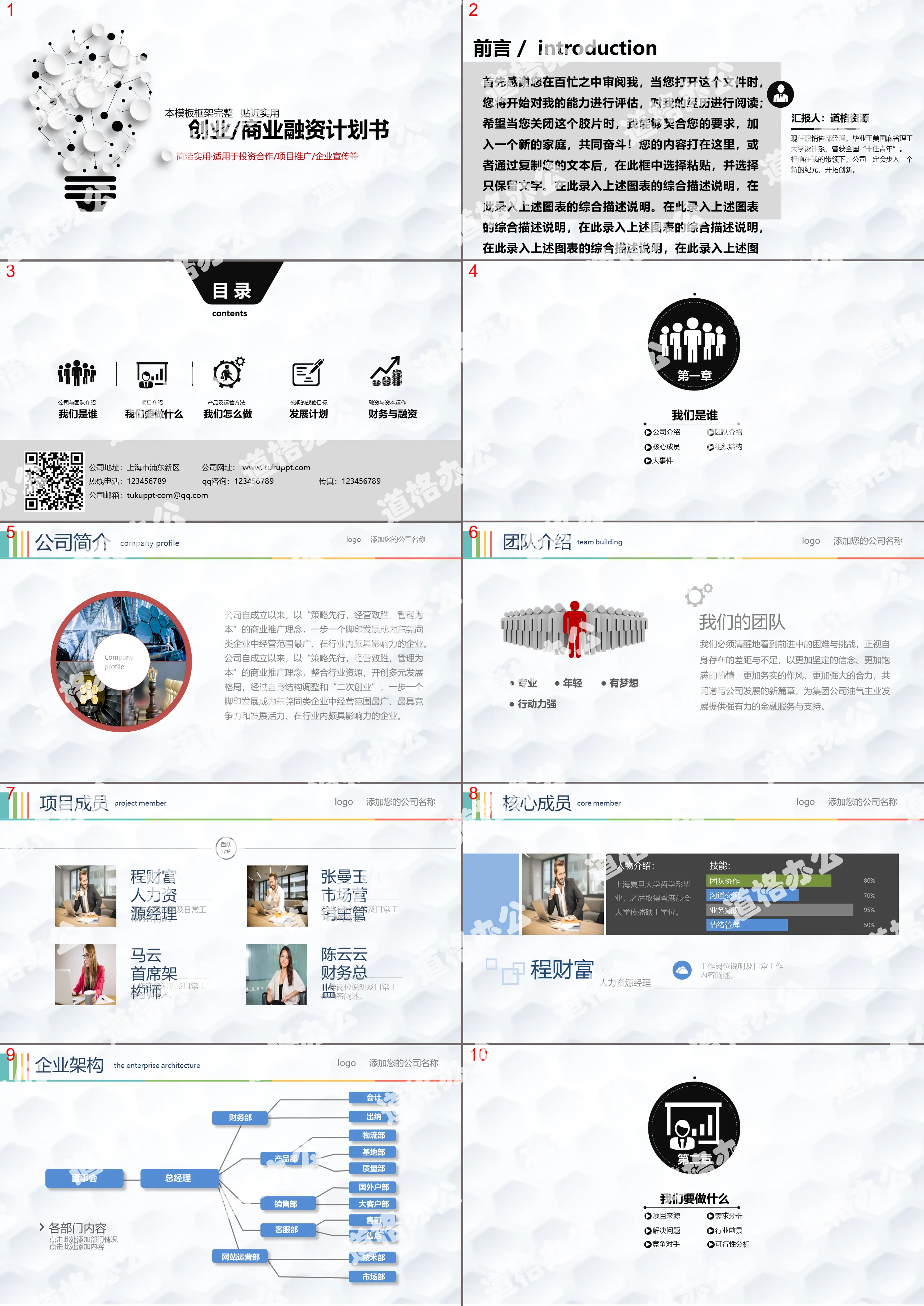 简约企业创业商业融资计划书PPT模板