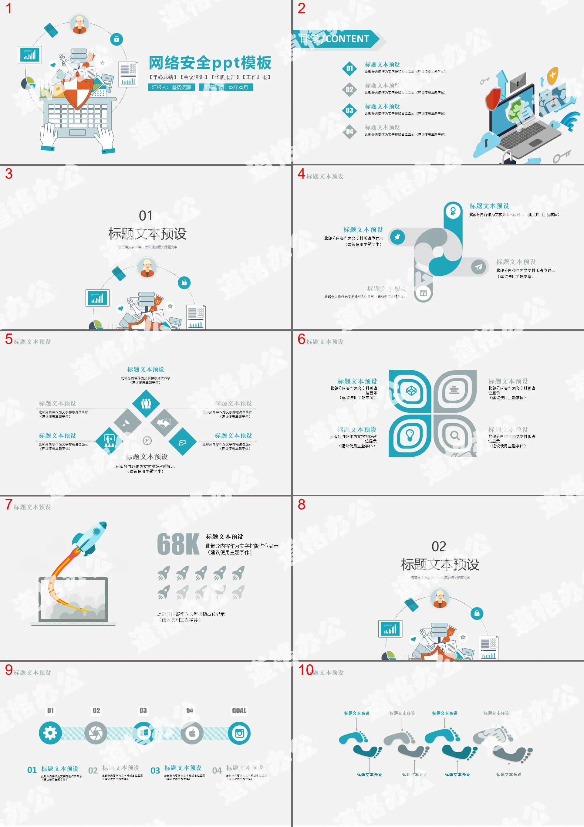 Simple and practical network security report PPT template