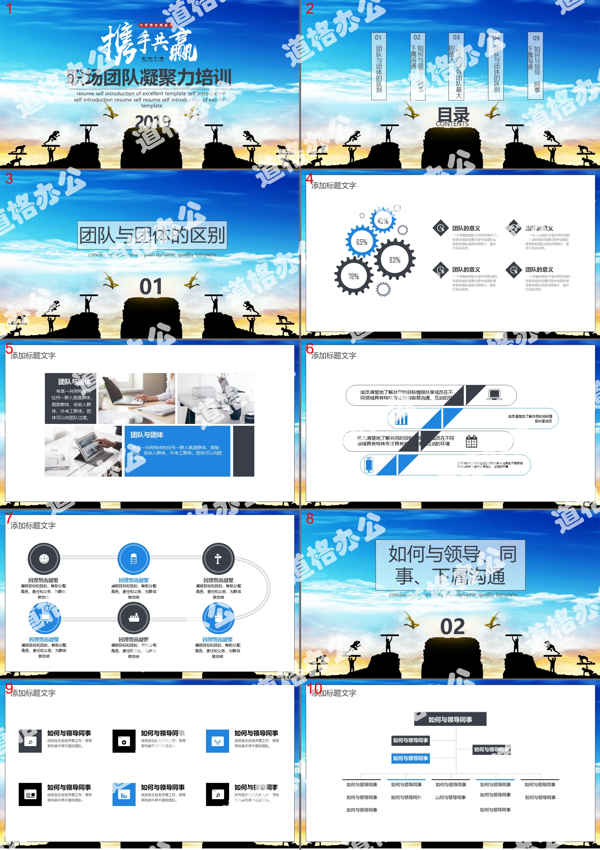 Modèle PPT de formation à la cohésion d'équipe gagnant-gagnant de style d'entreprise atmosphérique