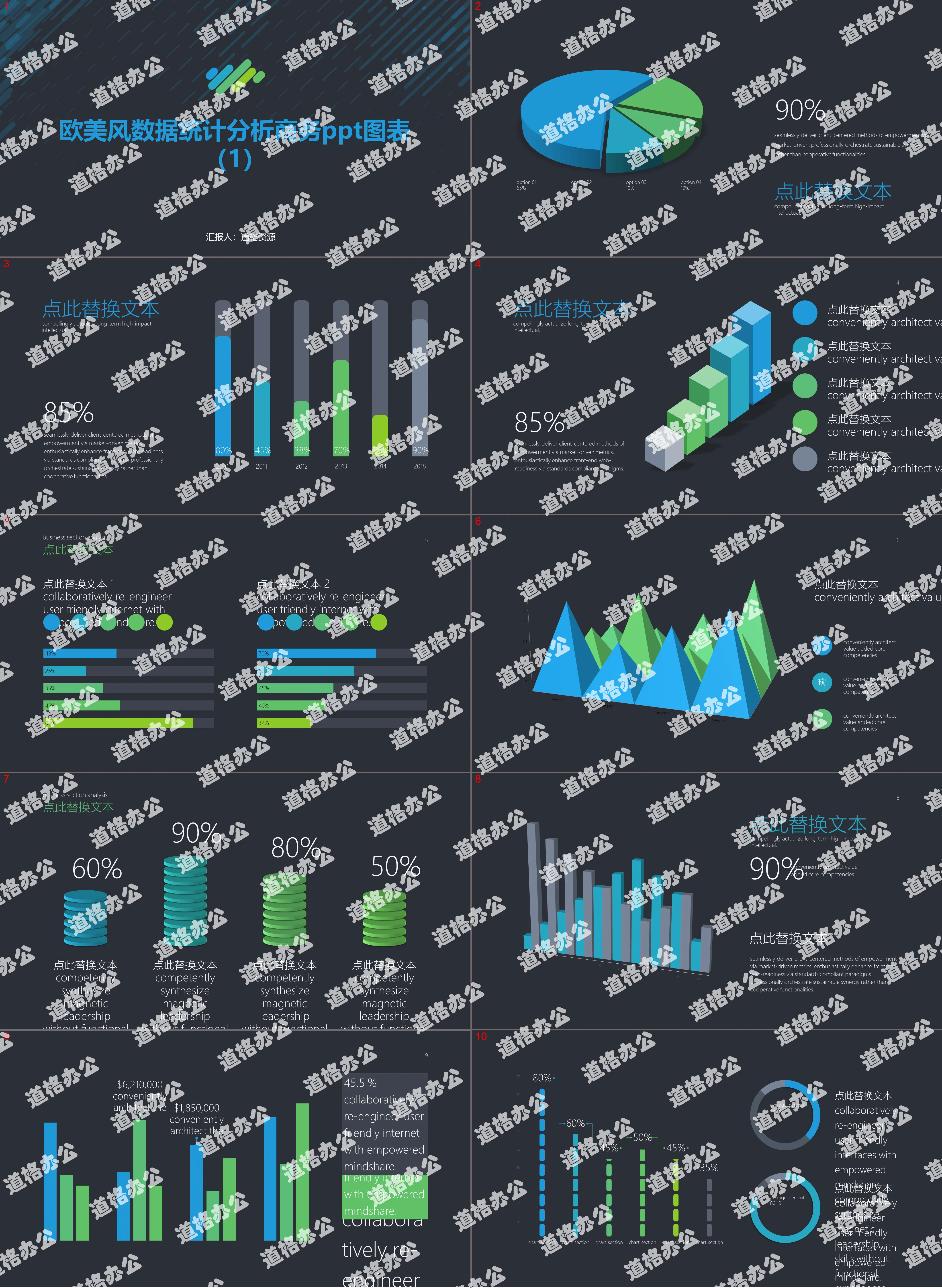 European and American wind data statistical analysis business PPT chart collection