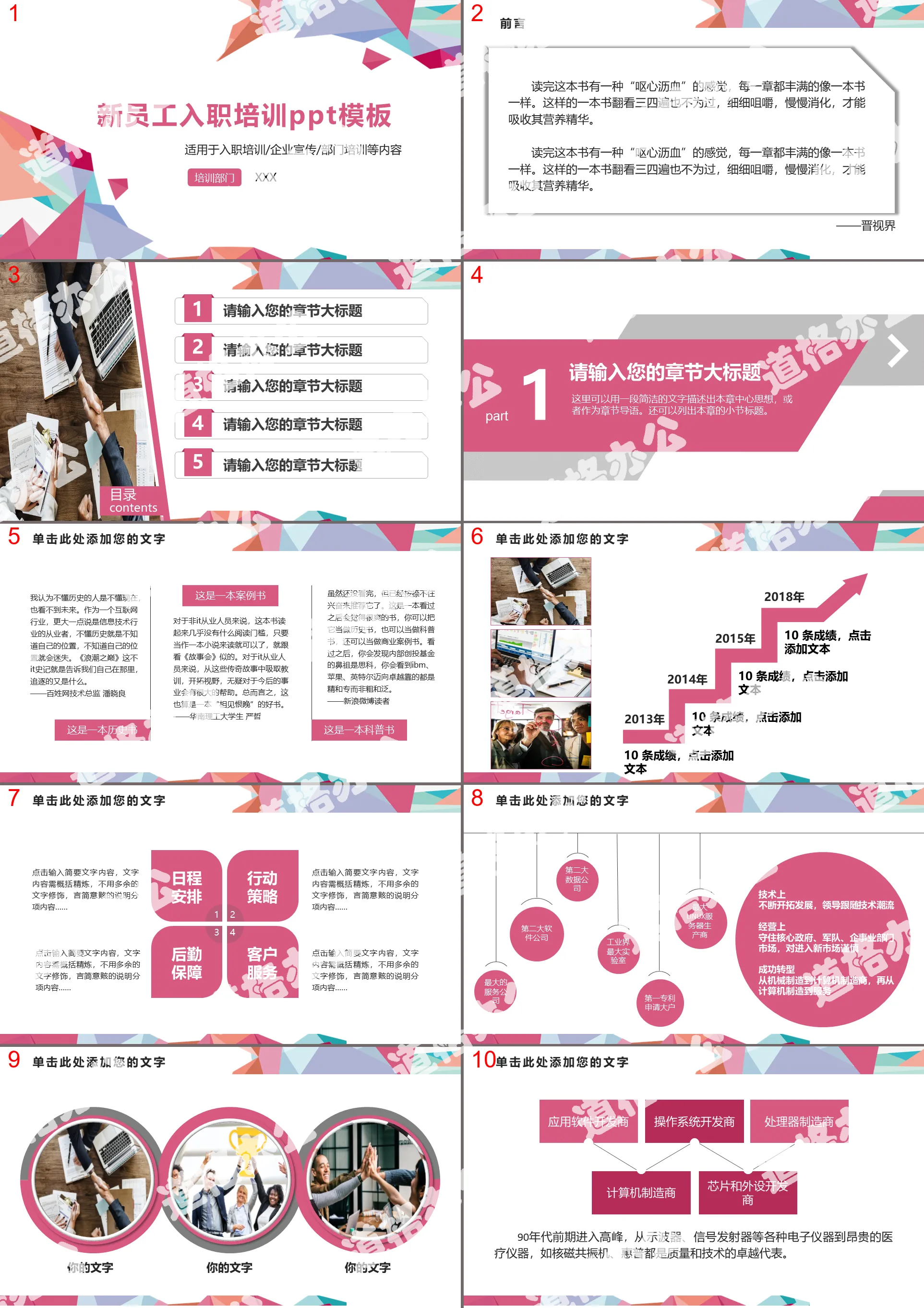 2019 new employee induction training education manual dynamic corporate publicity pink general PPT template