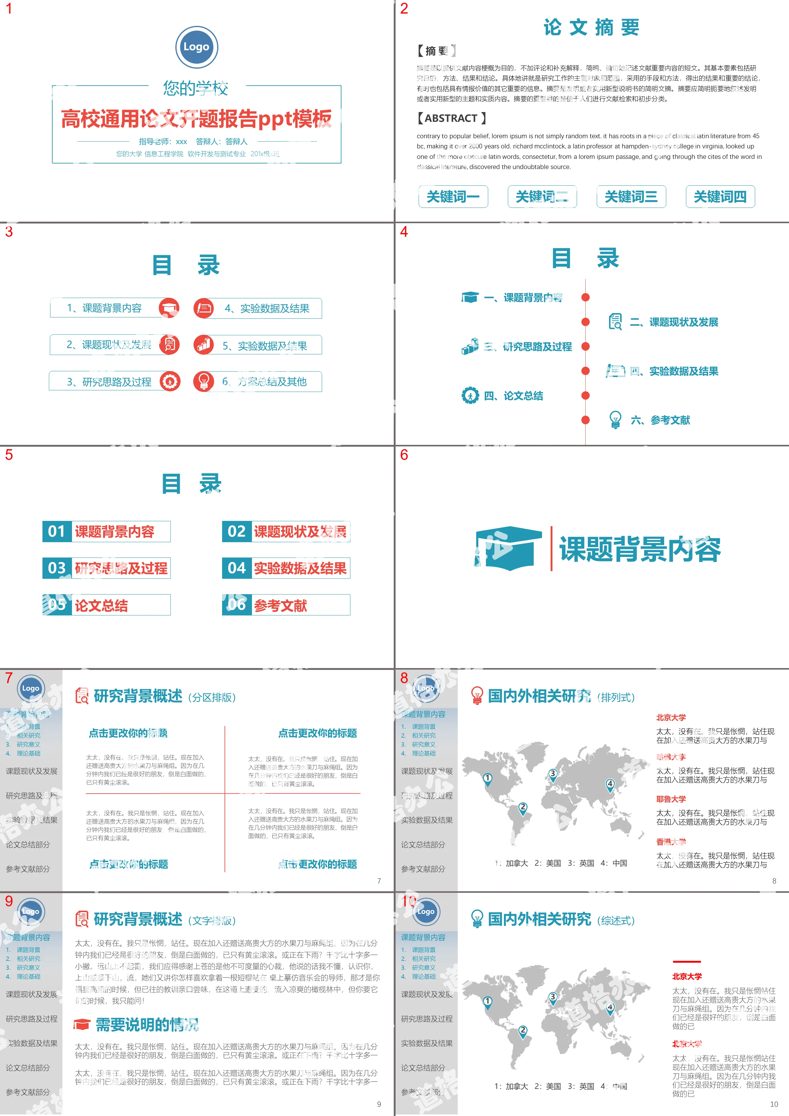 General thesis opening report PPT template for colleges and universities