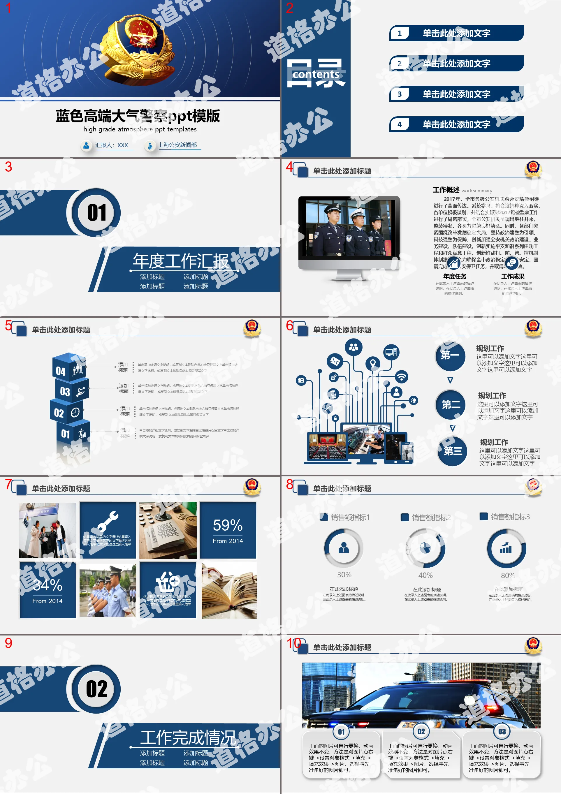蓝色高端大气警察公安案件汇报PPT