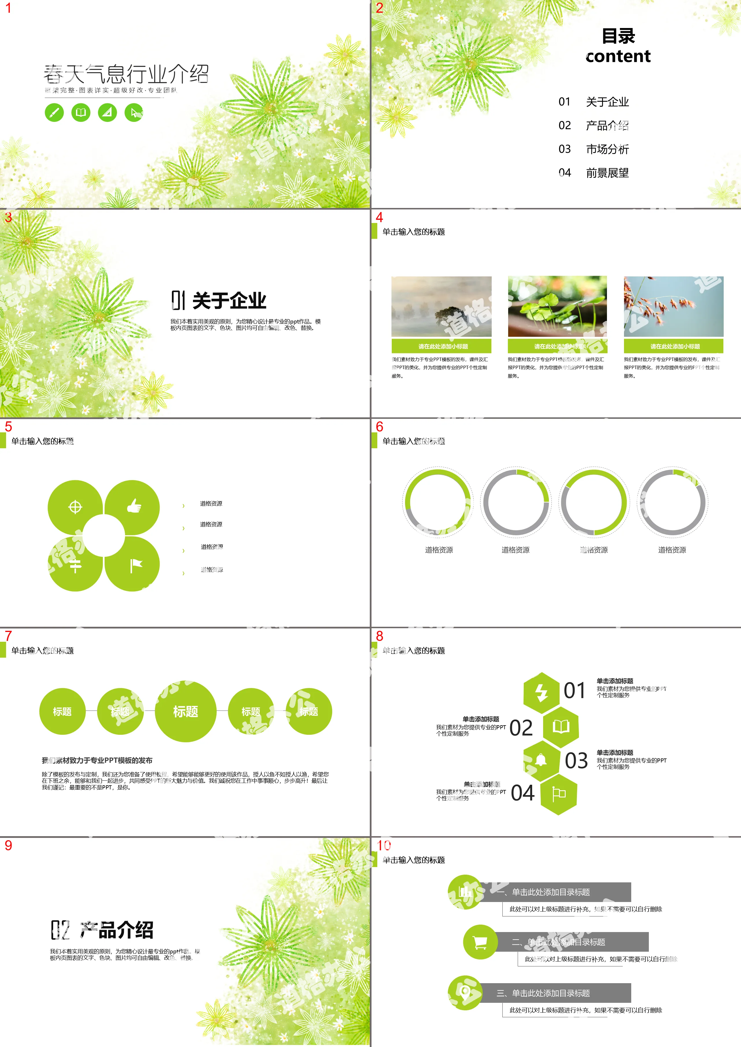 Spring breath industry introduction product promotion PPT template