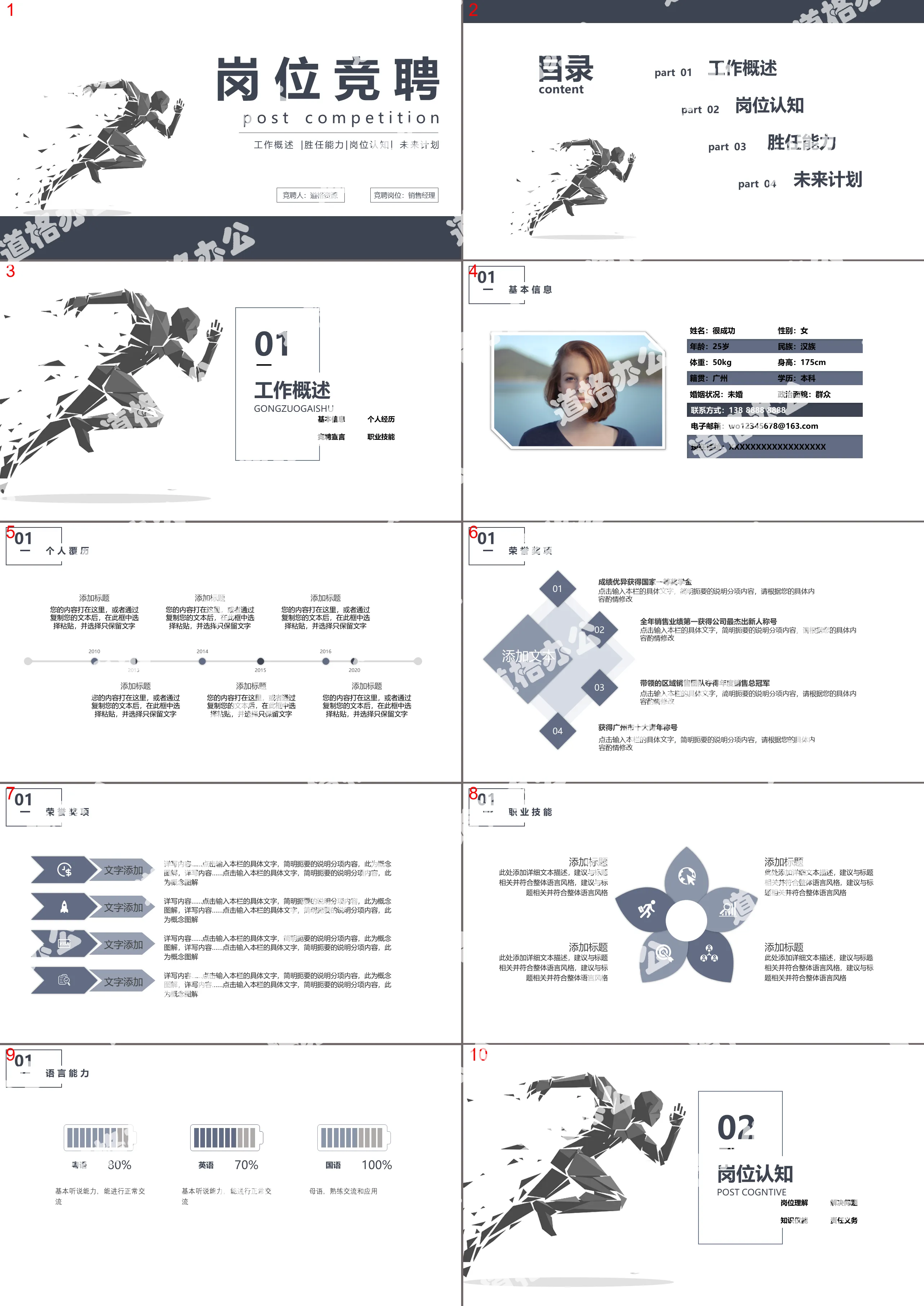 Simple atmospheric dynamic job competition report PPT template