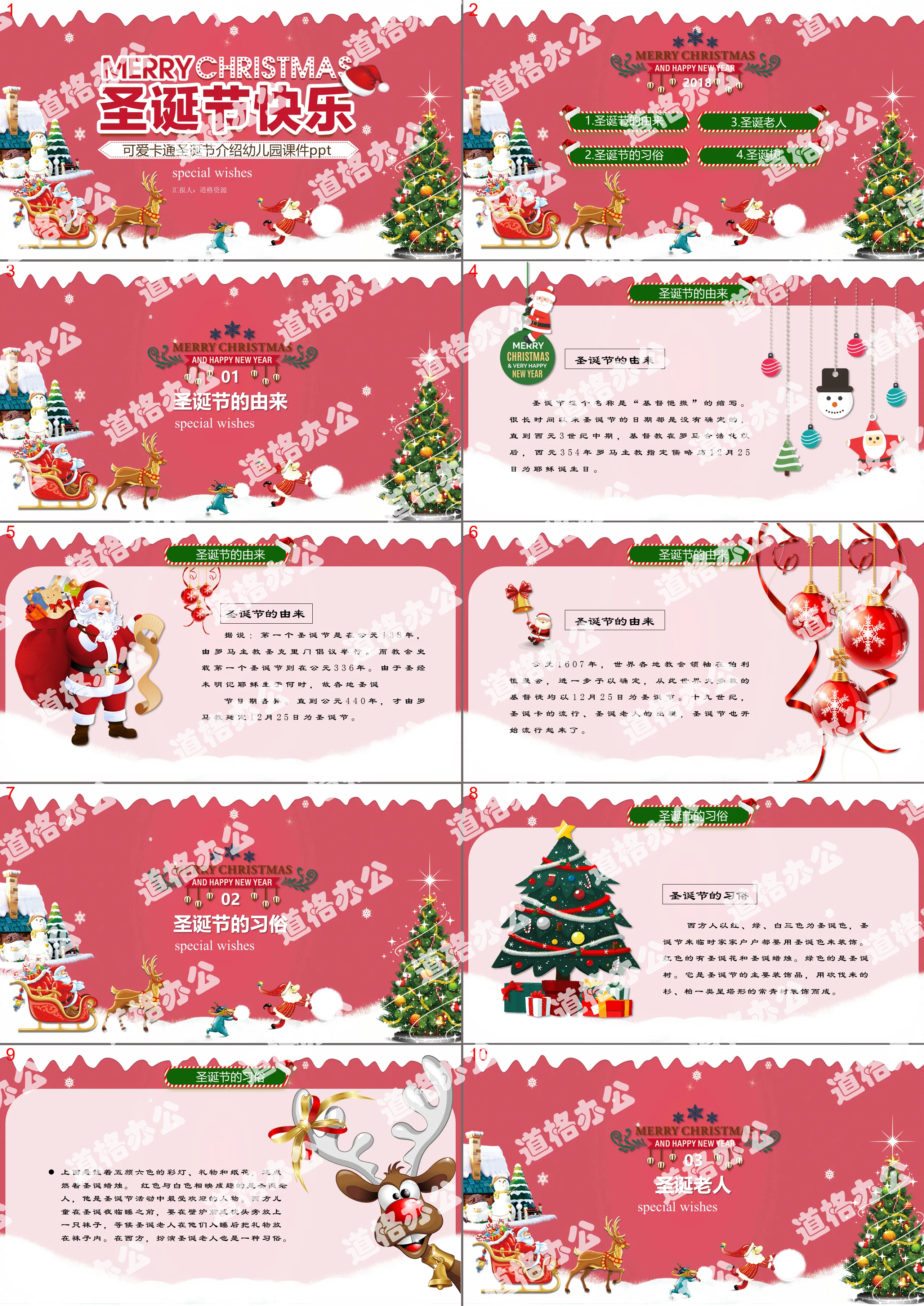 Cute cartoon simple festive Christmas presentation ppt template