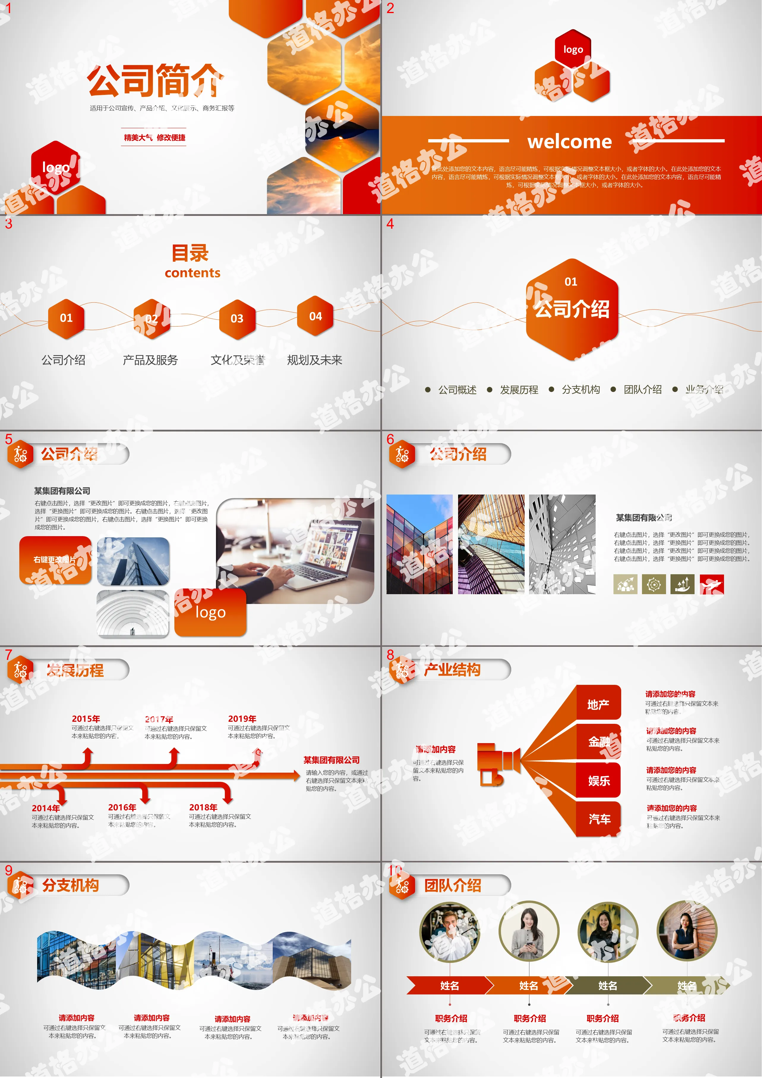 Complete structure company profile product display brand introduction PPT template