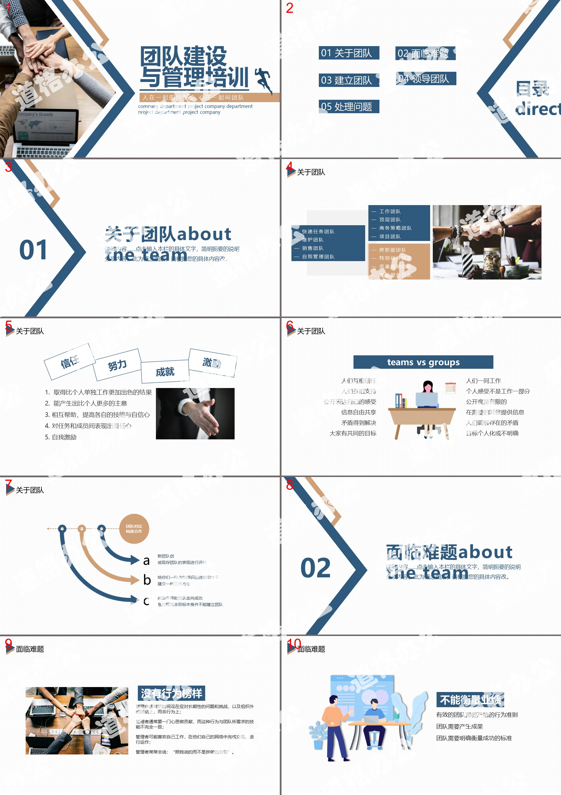 Business style team building and management training PPT template